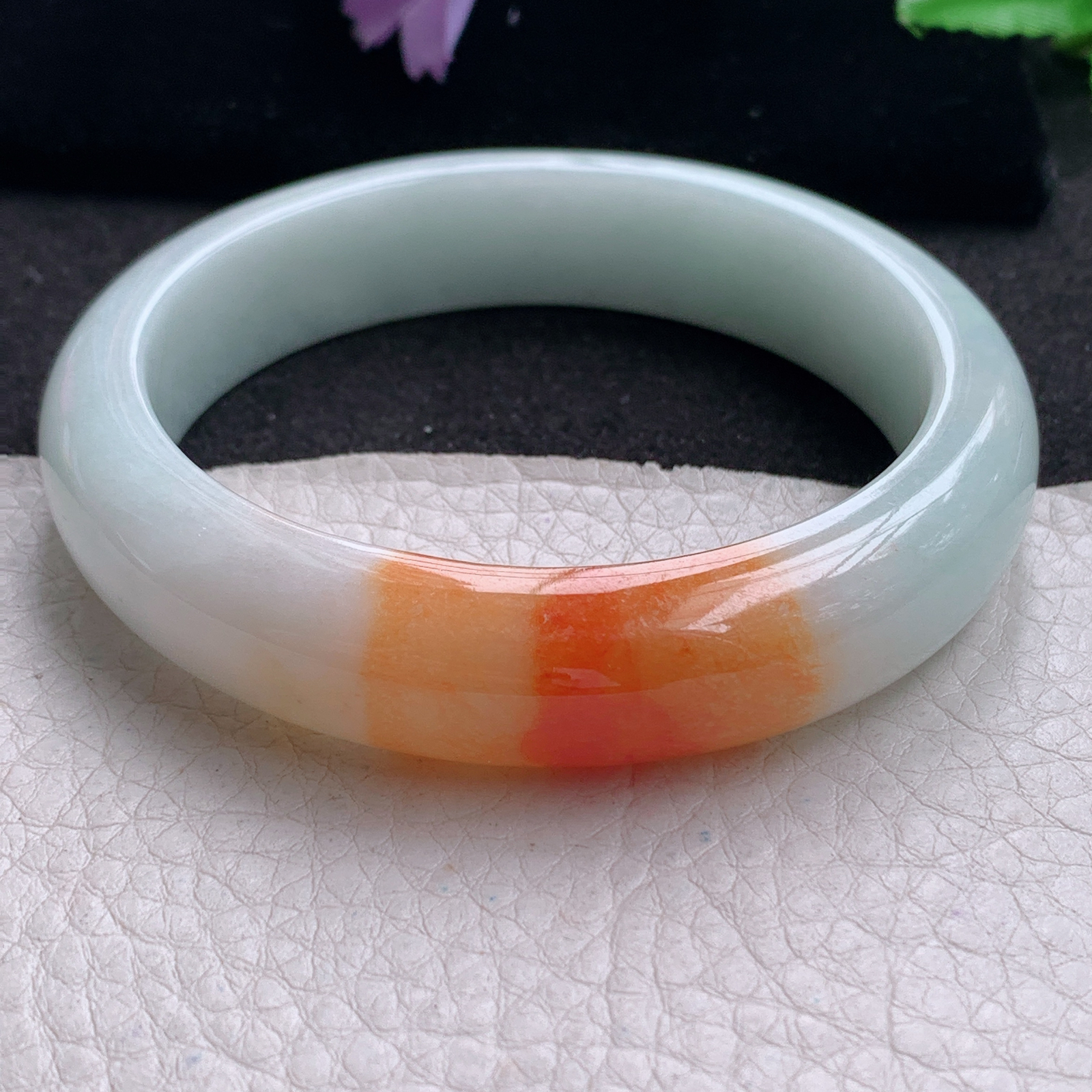 mq招财款59.6*14*8.5平安镯 天然缅甸翡翠A货手镯冰红正圈玉手环