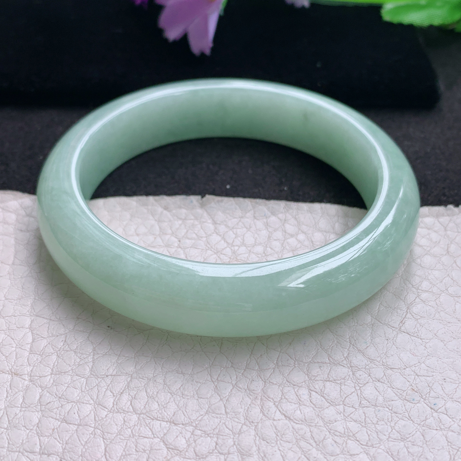 ee实拍55*12.5*8.3平安镯 天然缅甸翡翠A货手镯水润甜绿正圈玉手环