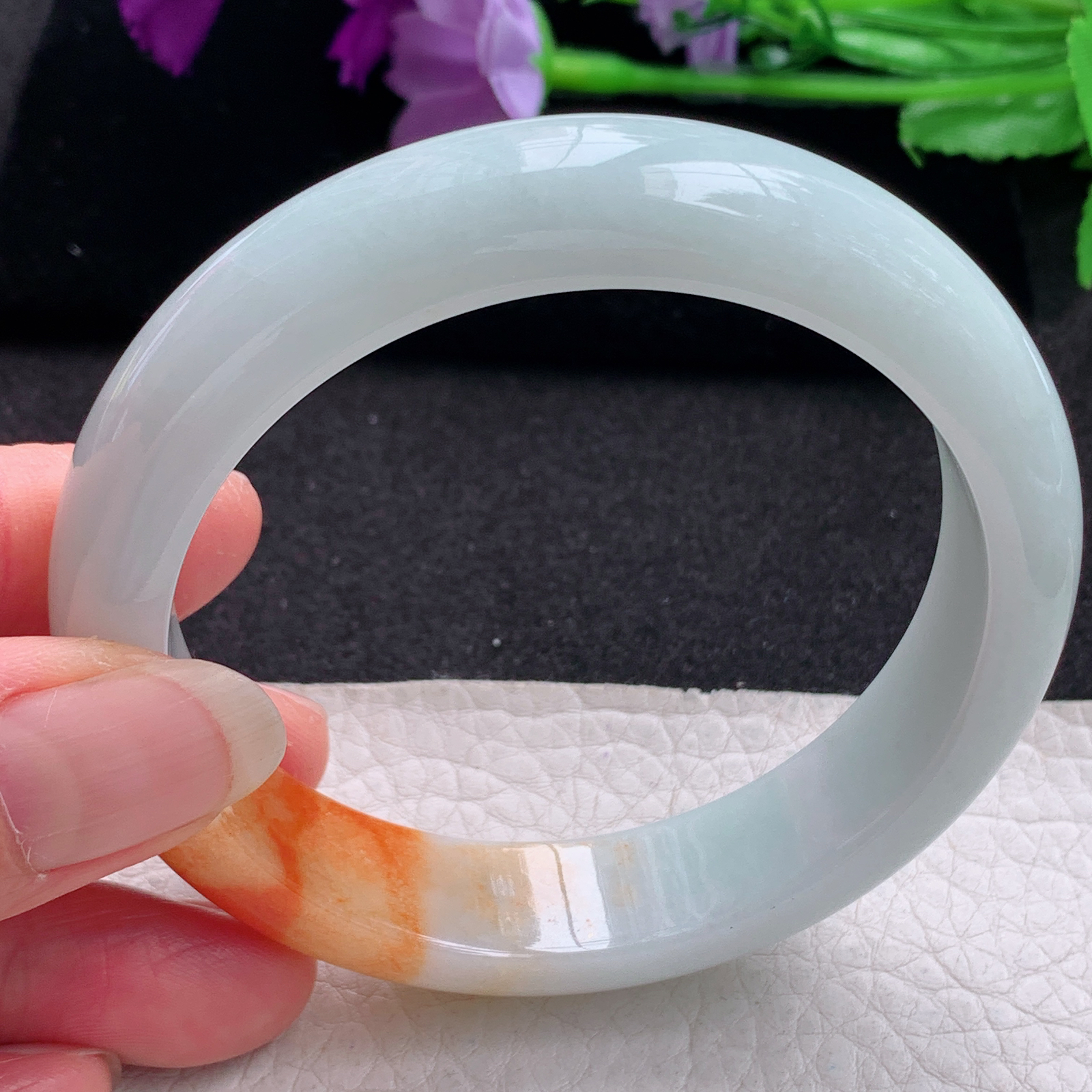 mq招财款59.6*14*8.5平安镯 天然缅甸翡翠A货手镯冰红正圈玉手环