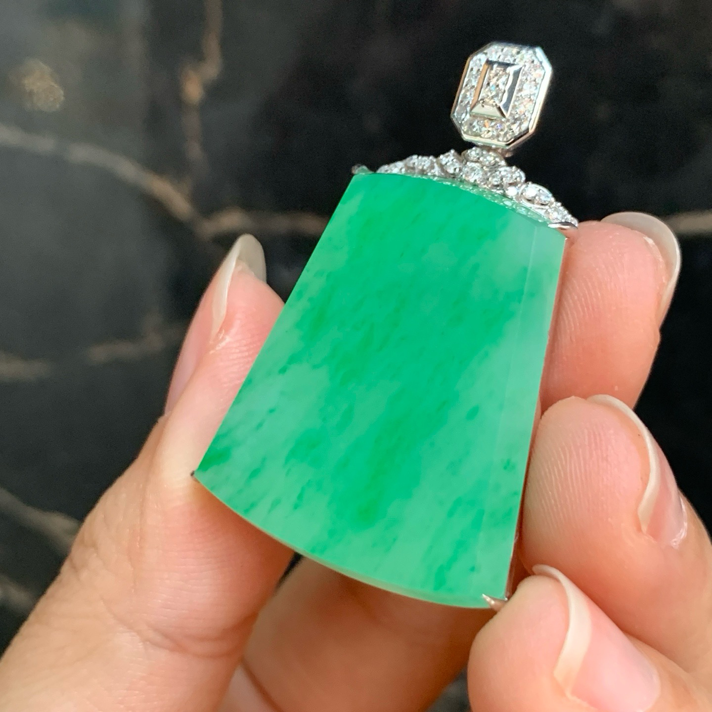 冰糯种带色无事牌吊坠 尺寸39-26-7毫米