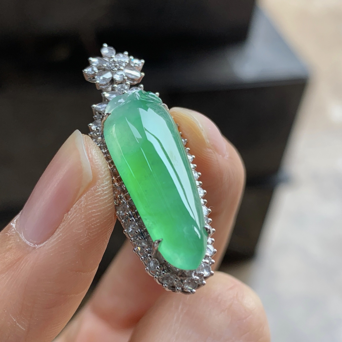 金钻镶嵌冰绿福瓜^_^冰透