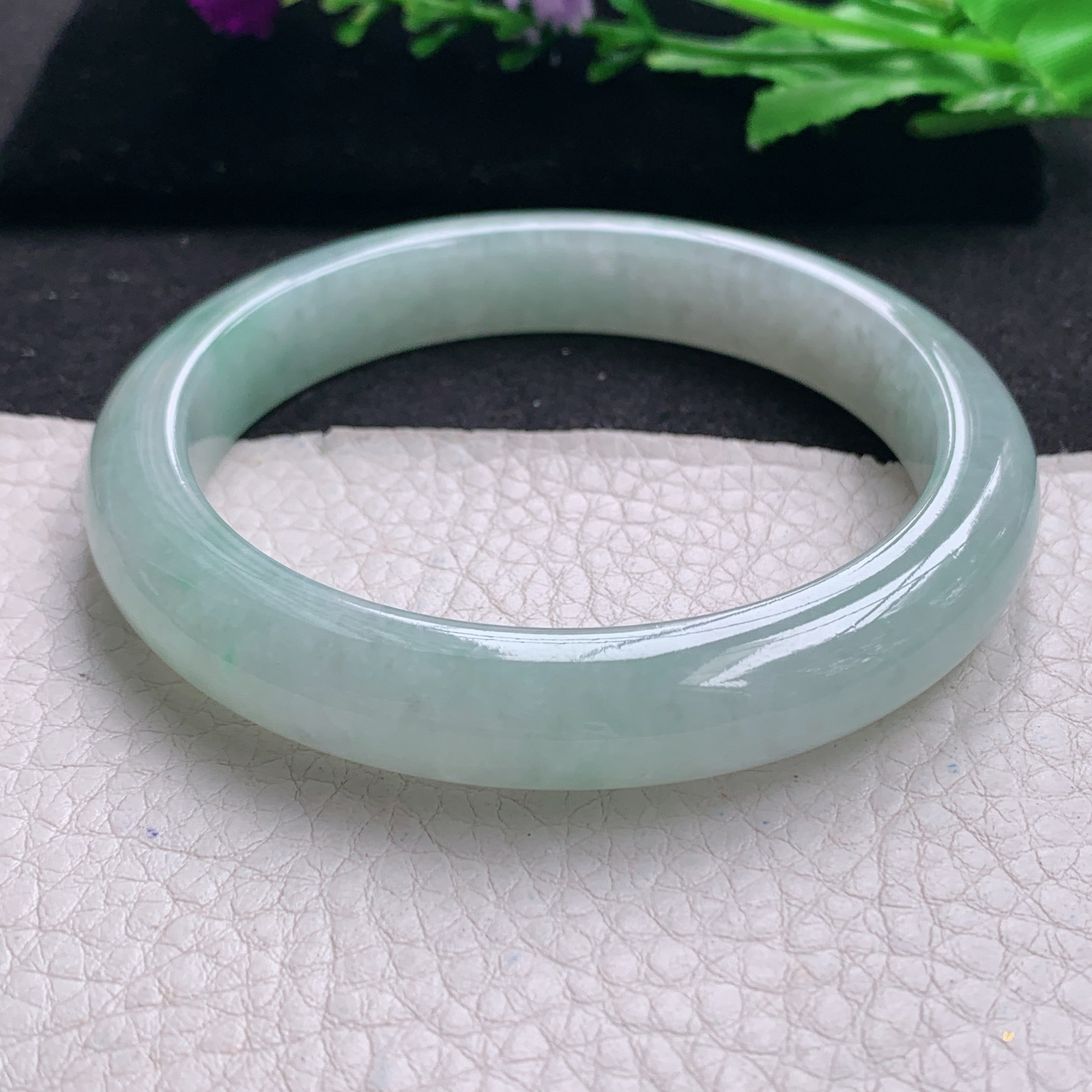 xx大圈口61*11.5*8.8平安镯 天然缅甸翡翠A货手镯细润晴绿正圈玉手环