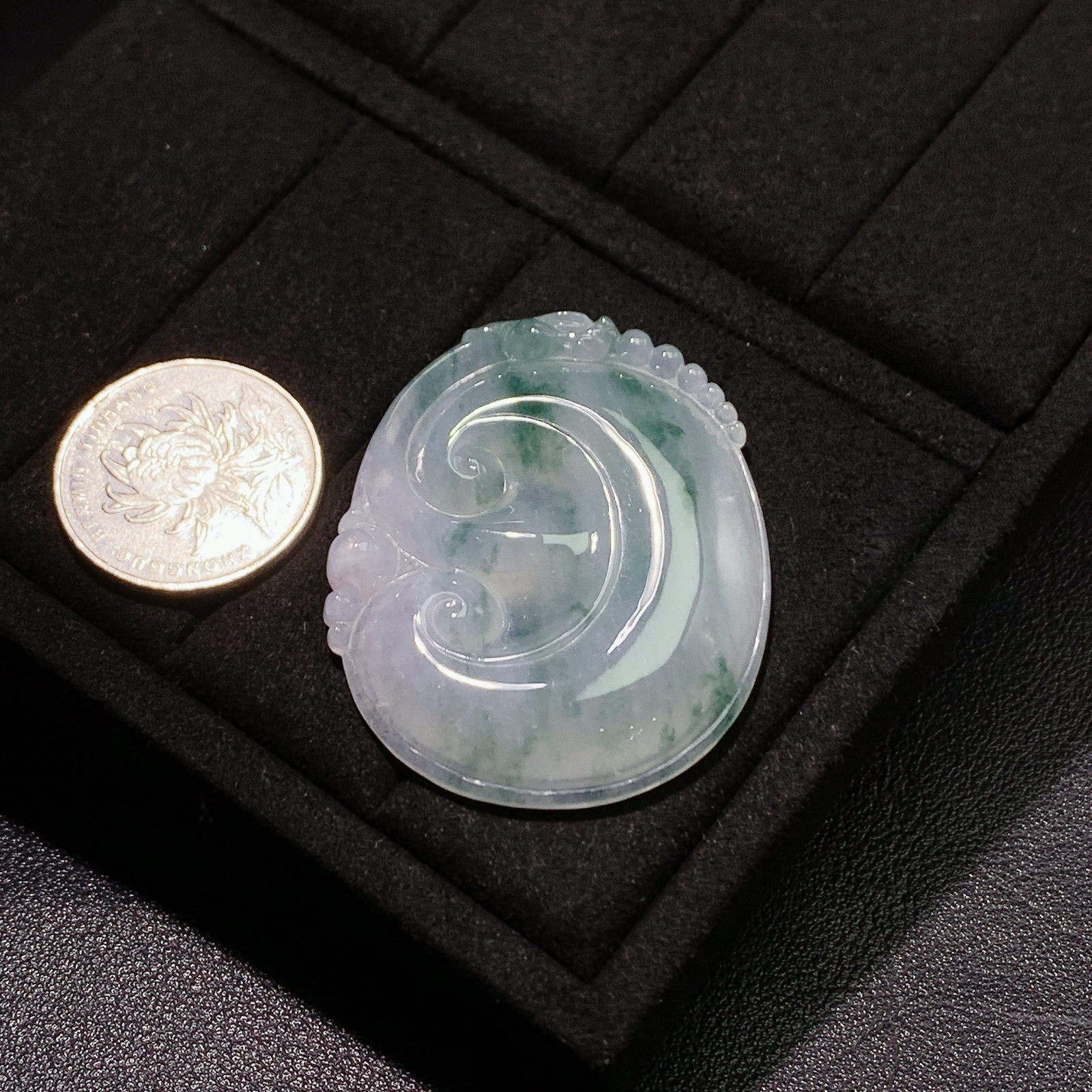 冰糯种飘花事事如意吊坠 尺寸49.4-40.4-7毫米