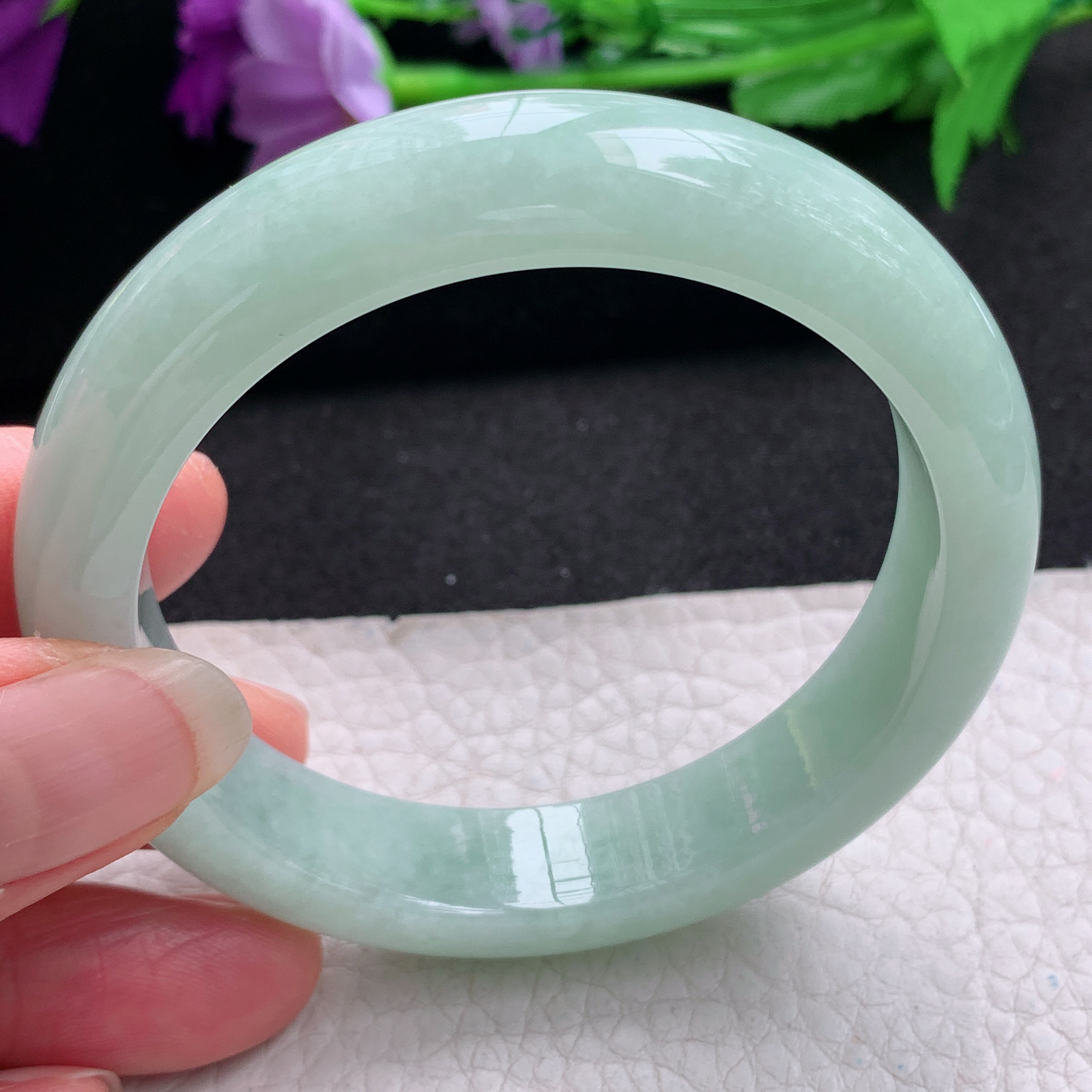 ee实拍55*12.5*8.3平安镯 天然缅甸翡翠A货手镯水润甜绿正圈玉手环