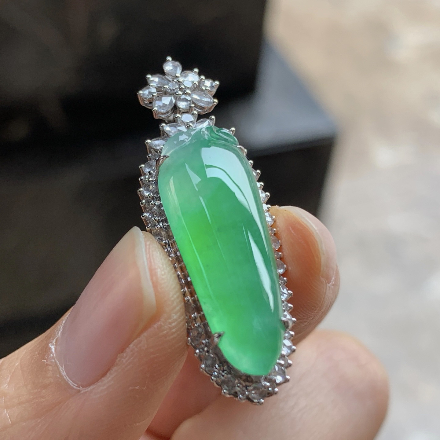 金钻镶嵌冰绿福瓜^_^冰透