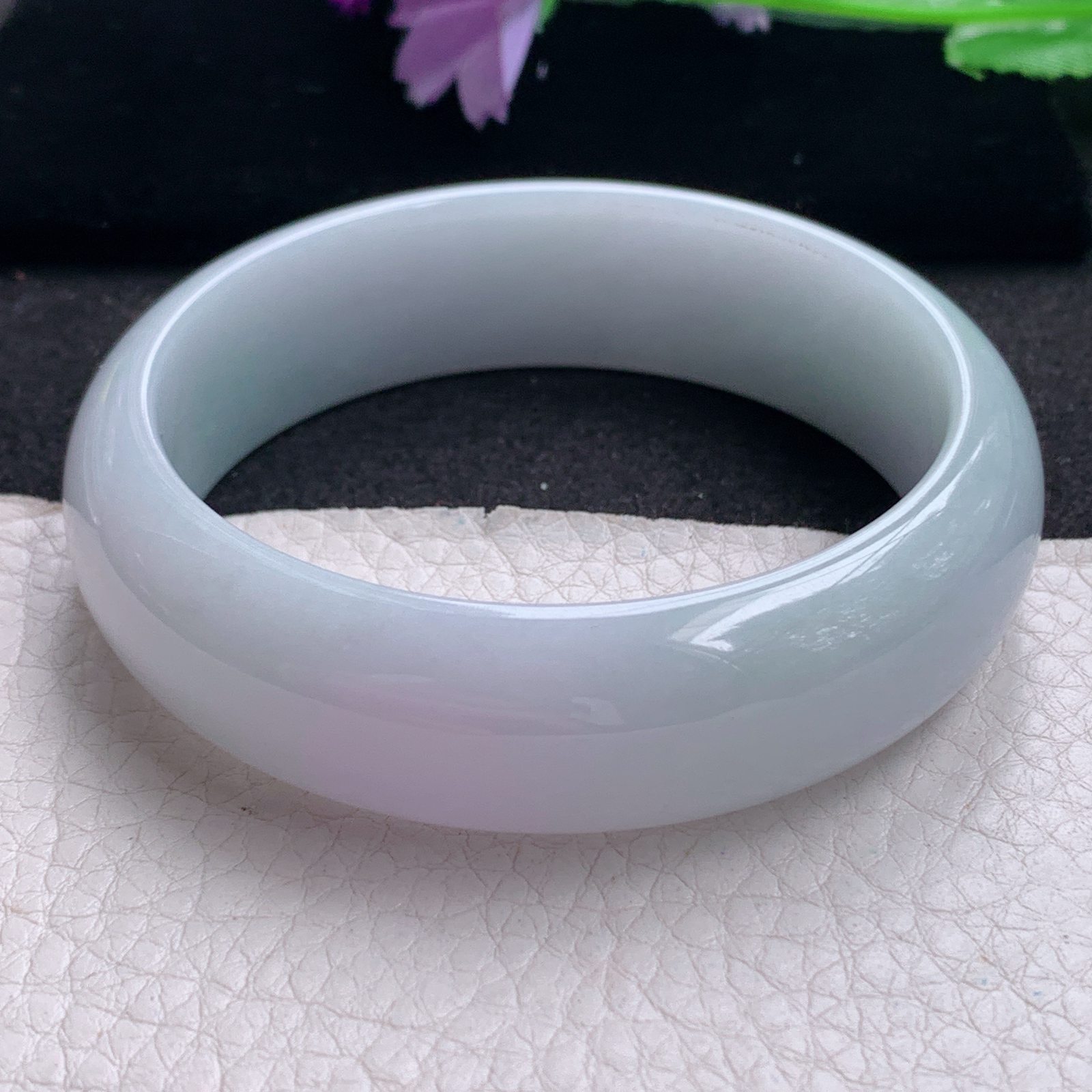 hy实拍58*17.8*7.6轮胎镯天然缅甸翡翠A货手镯水润淡紫正圈玉手环