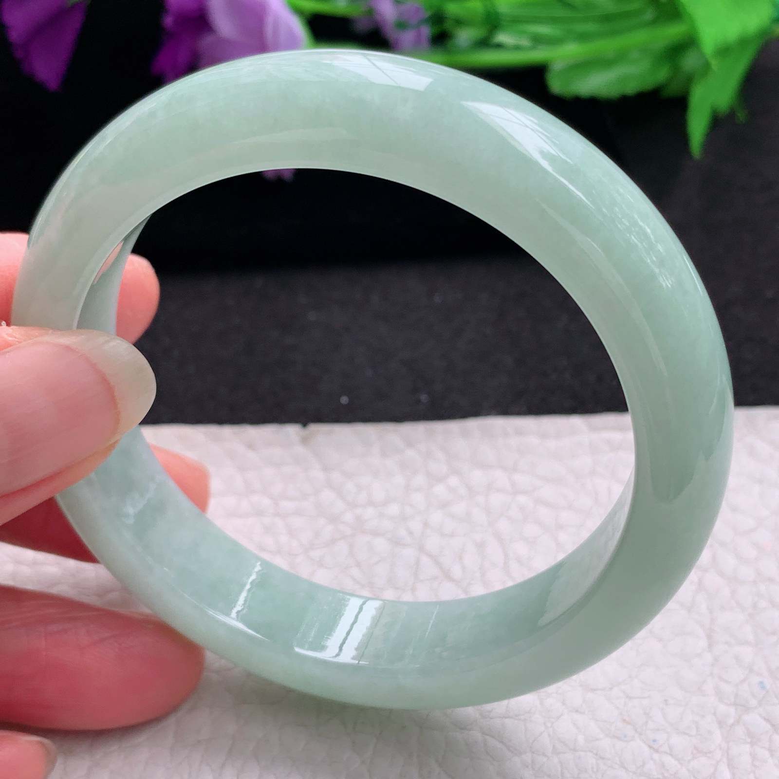 ee实拍55*12.5*8.3平安镯 天然缅甸翡翠A货手镯水润甜绿正圈玉手环