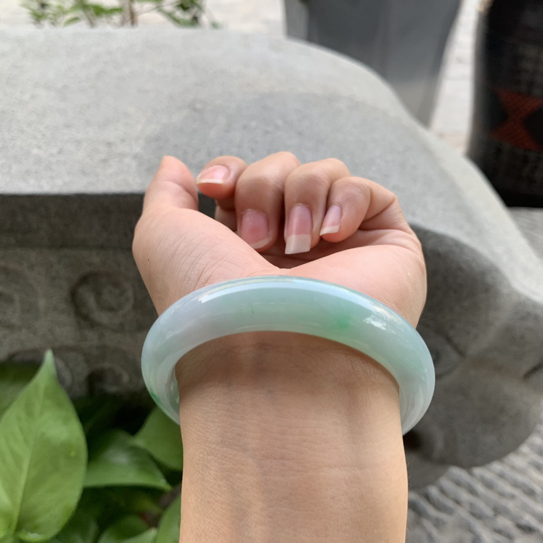 圈口 56.3-12.5-8.3【飘绿正圈手镯】正圈56 57可戴