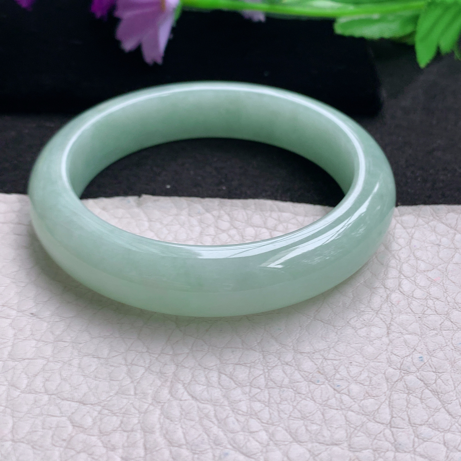 ee实拍55*12.5*8.3平安镯 天然缅甸翡翠A货手镯水润甜绿正圈玉手环