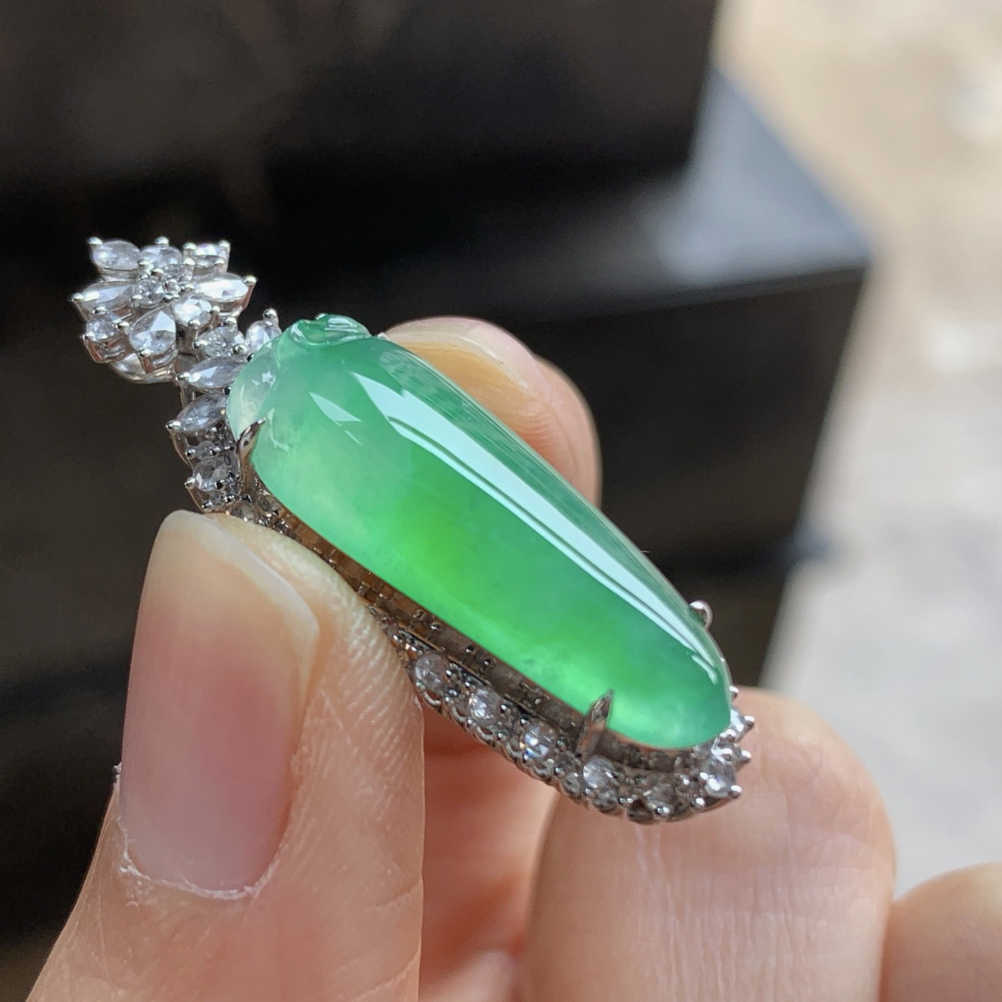 金钻镶嵌冰绿福瓜^_^冰透