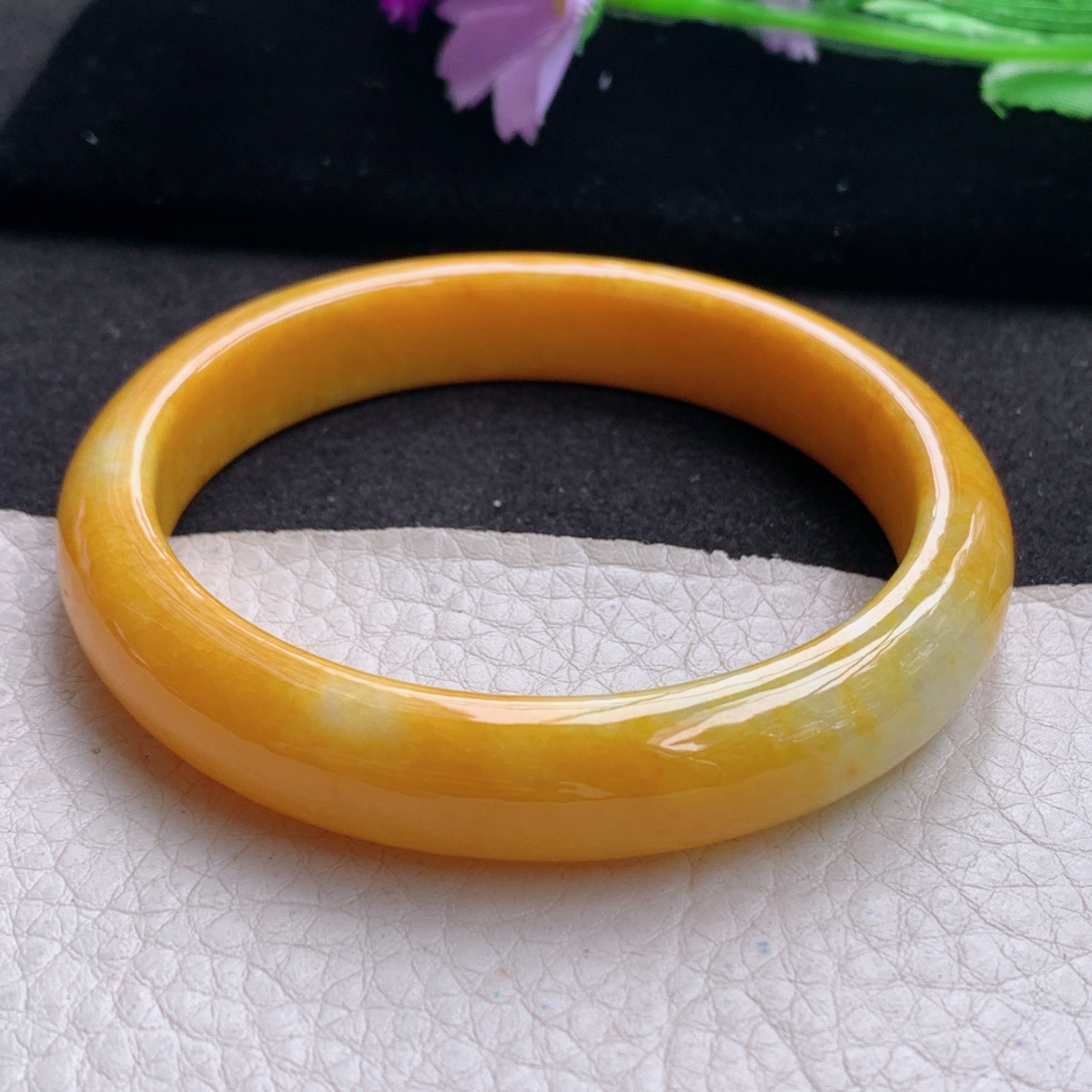 mq招财款58*11.5*7.6平安镯 天然缅甸翡翠A货手镯冰黄贵气正圈玉手环