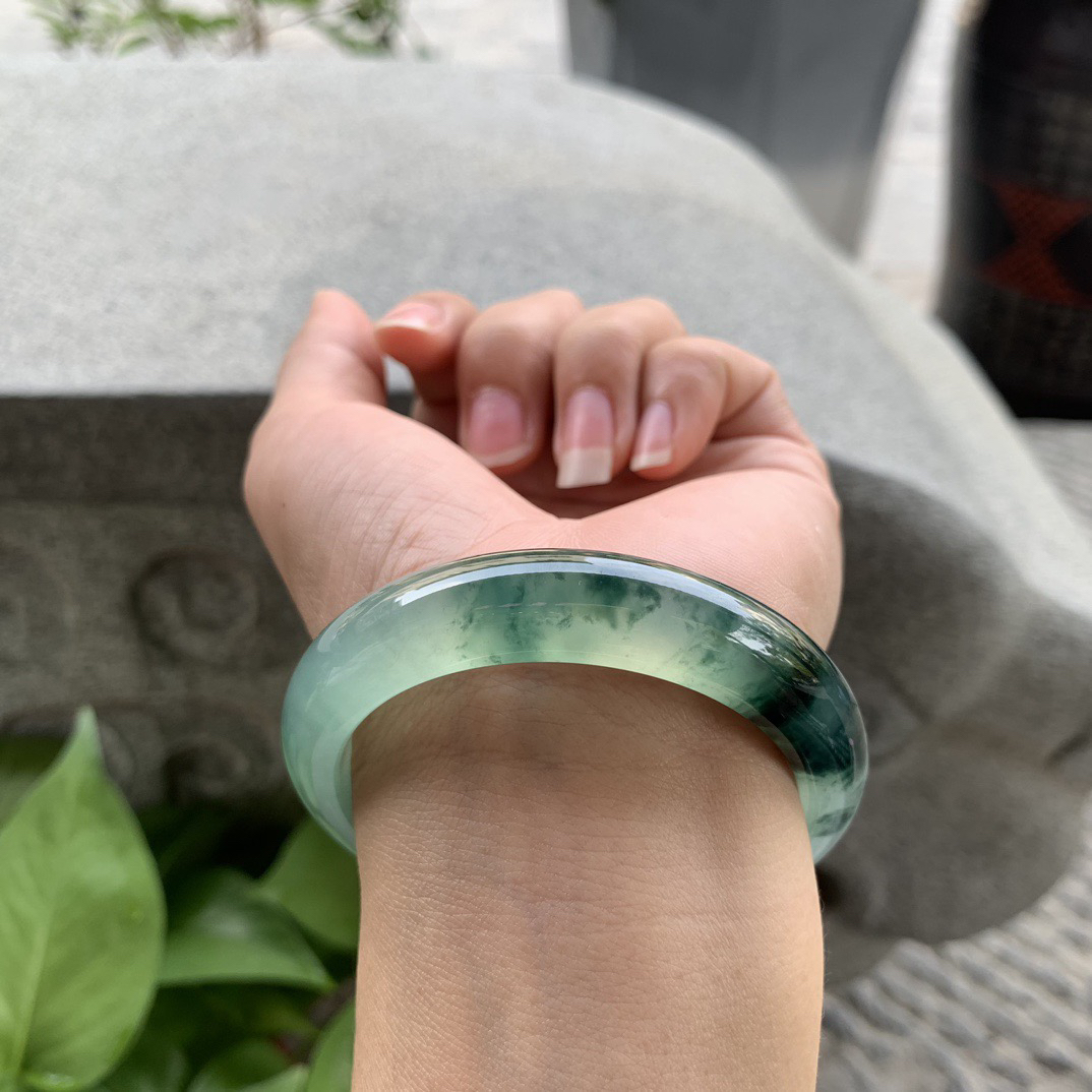 小圈口 52.8-12.3-8.4【冰飘花正圈手镯】正圈52 53可戴