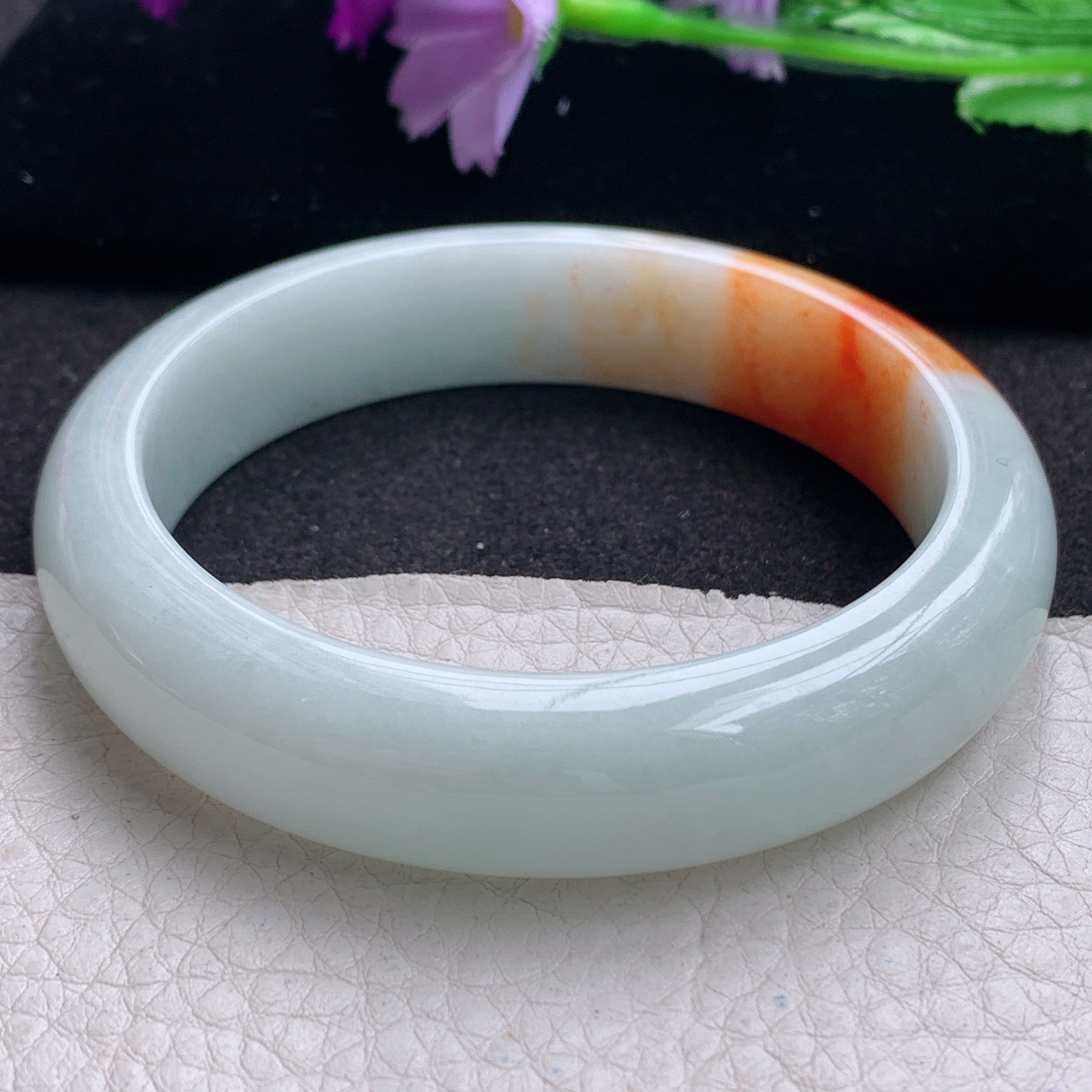 mq招财款59.6*14*8.5平安镯 天然缅甸翡翠A货手镯冰红正圈玉手环