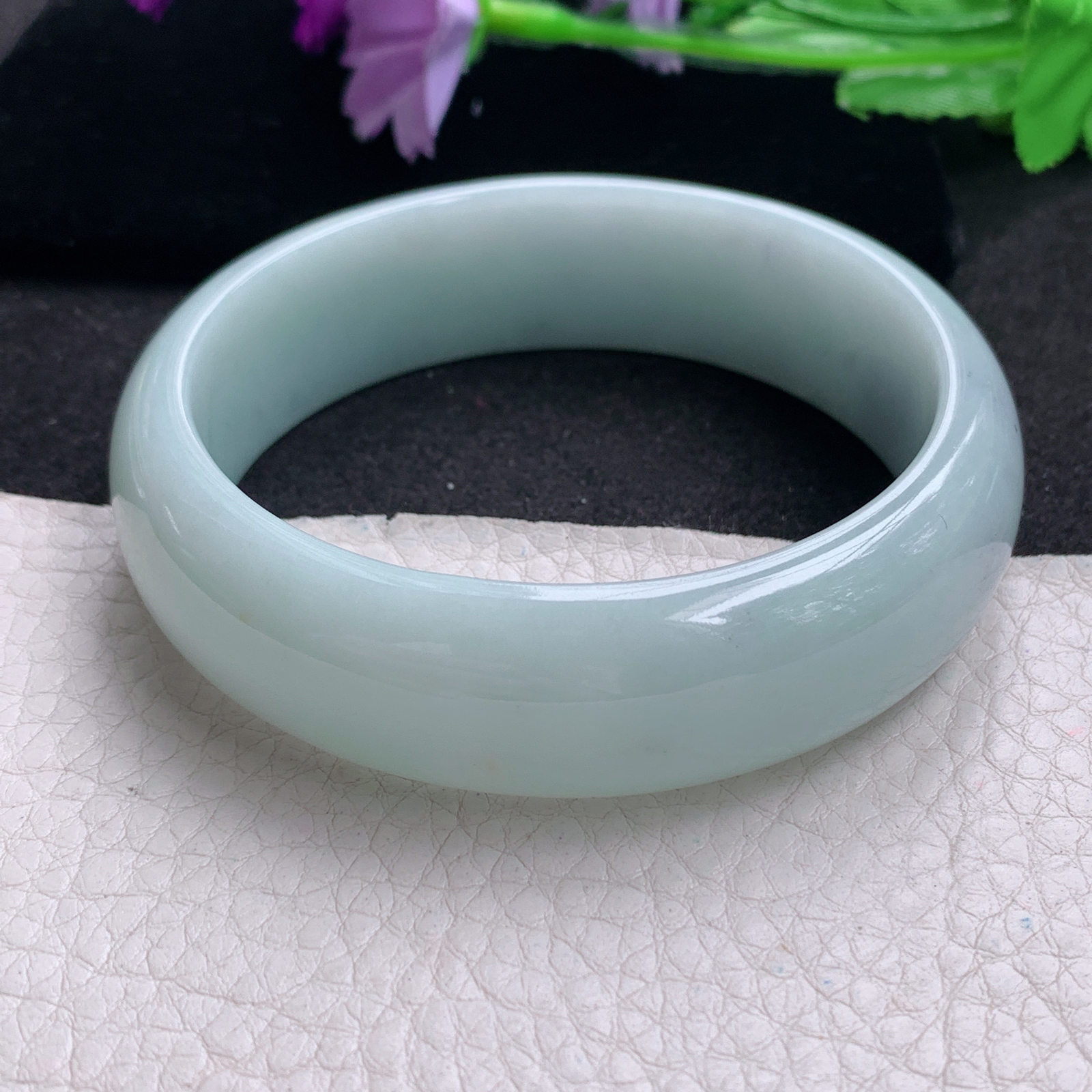 hy大圈口61.5*18.3*7.8轮胎镯天然缅甸翡翠A货手镯水润浅绿正圈玉手环