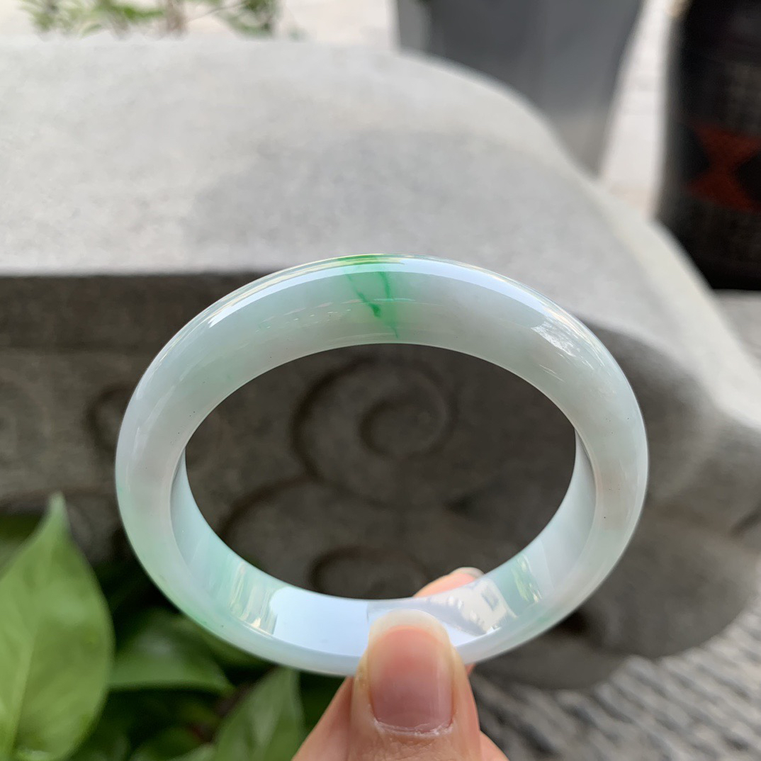 圈口 56.3-12.5-8.3【飘绿正圈手镯】正圈56 57可戴