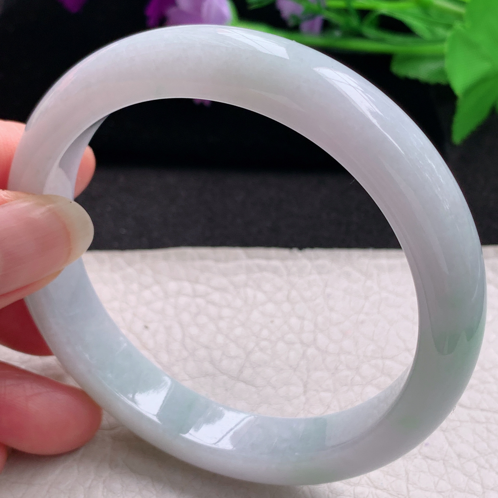 hh清新款59.5*12.5*8.2平安镯 缅甸翡翠a货玉手镯精为飘绿正圈玉手环