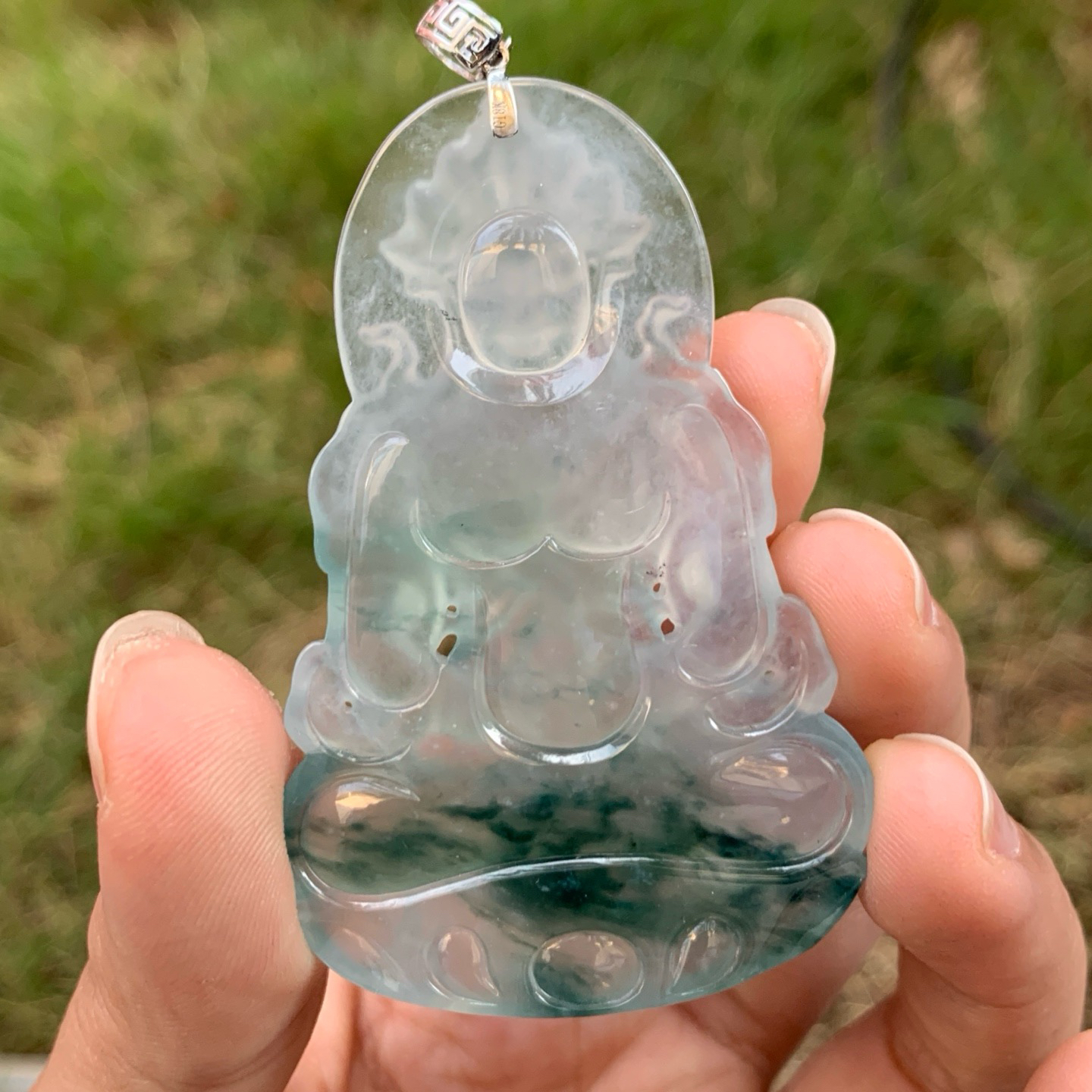 冰种飘花度母吊坠 尺寸68.6-39.4-6.2毫米