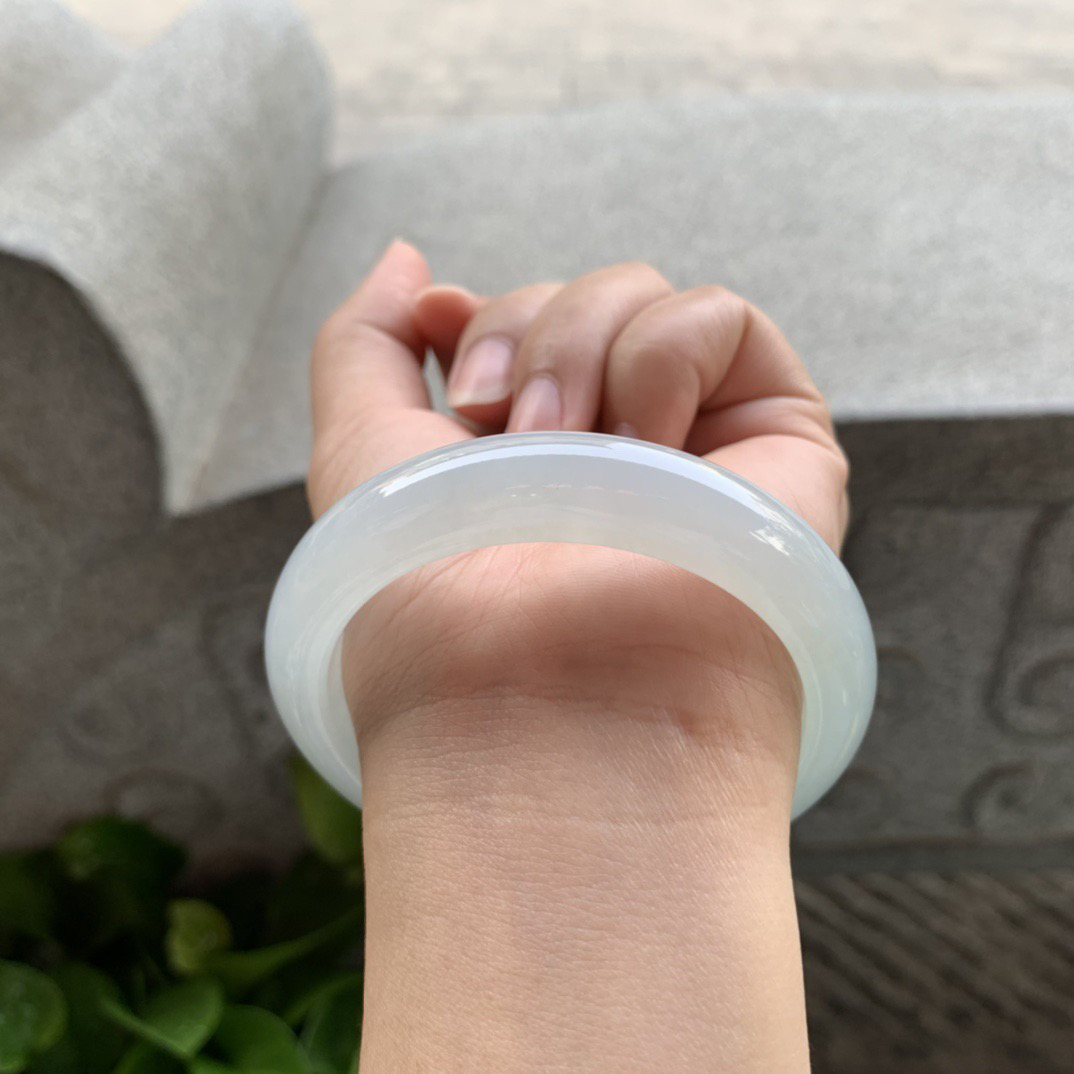 圈口55.7-12.4-8.4【冰种正圈手镯】正圈55 56可戴