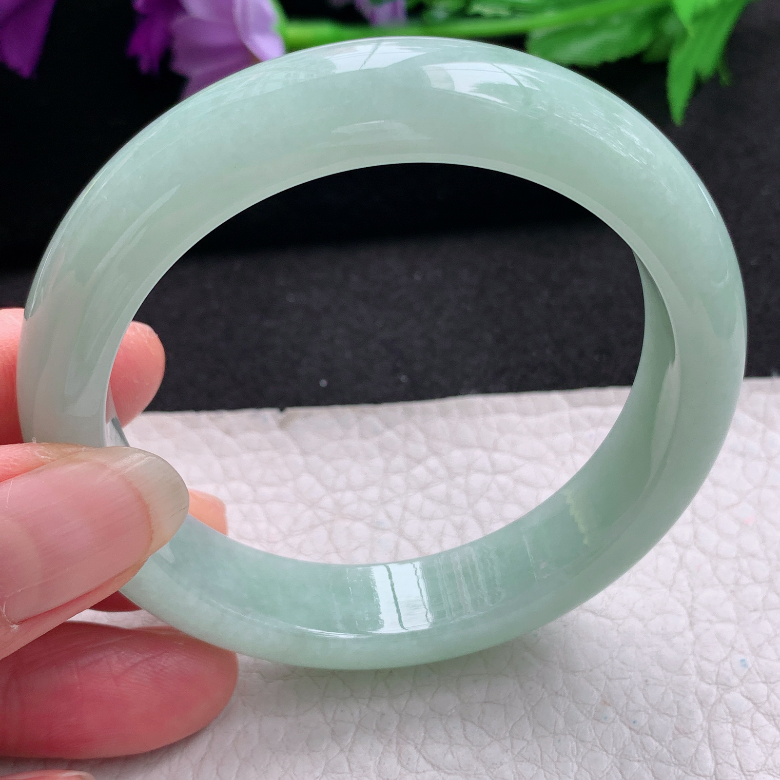 ee实拍55*12.5*8.3平安镯 天然缅甸翡翠A货手镯水润甜绿正圈玉手环