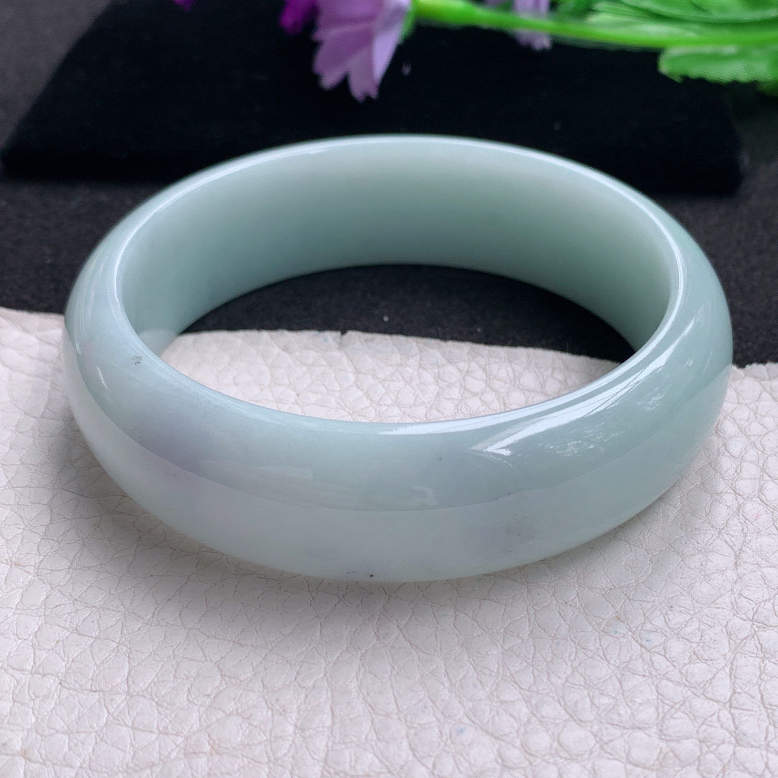 hy大圈口61.5*18.3*7.8轮胎镯天然缅甸翡翠A货手镯水润浅绿正圈玉手环