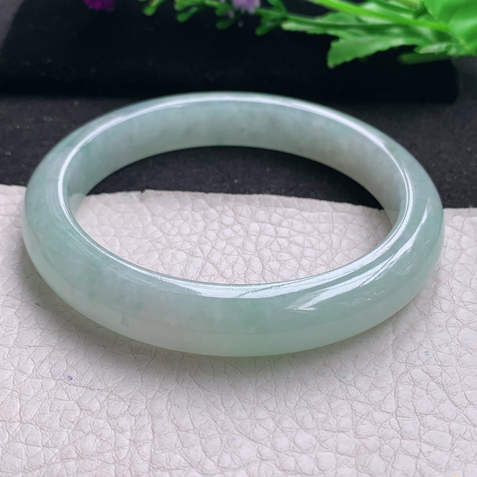 xx大圈口61*11.5*8.8平安镯 天然缅甸翡翠A货手镯细润晴绿正圈玉手环