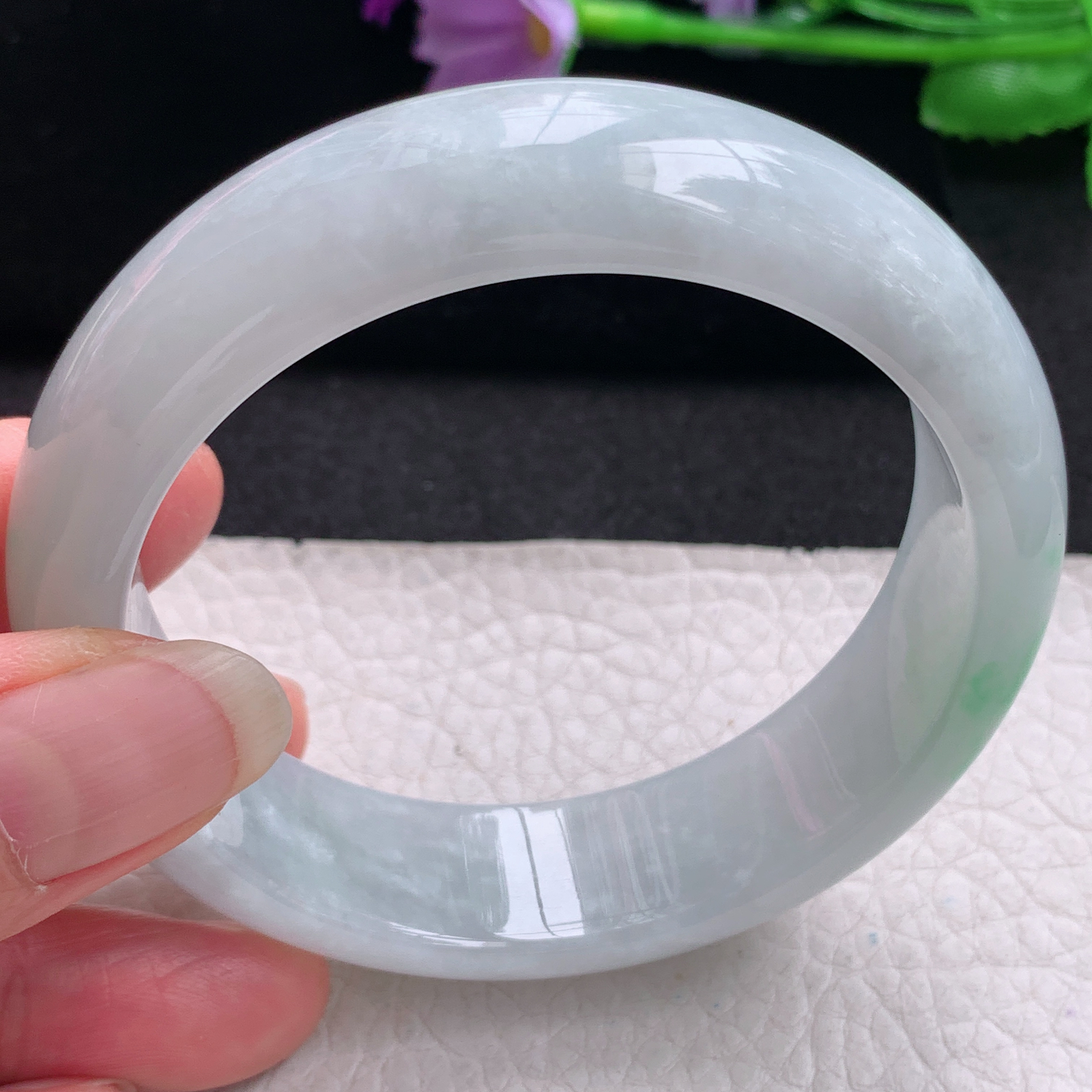 hh清新款58.8*17*8.5轮胎镯 缅甸翡翠a货玉手镯精美飘绿厚装大气玉手环