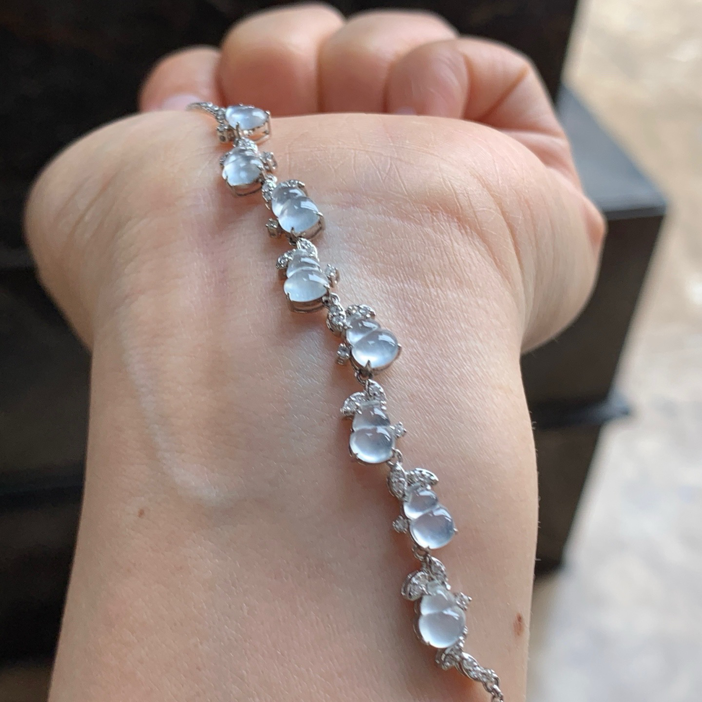 金钻镶嵌冰葫芦手链^_^冰透