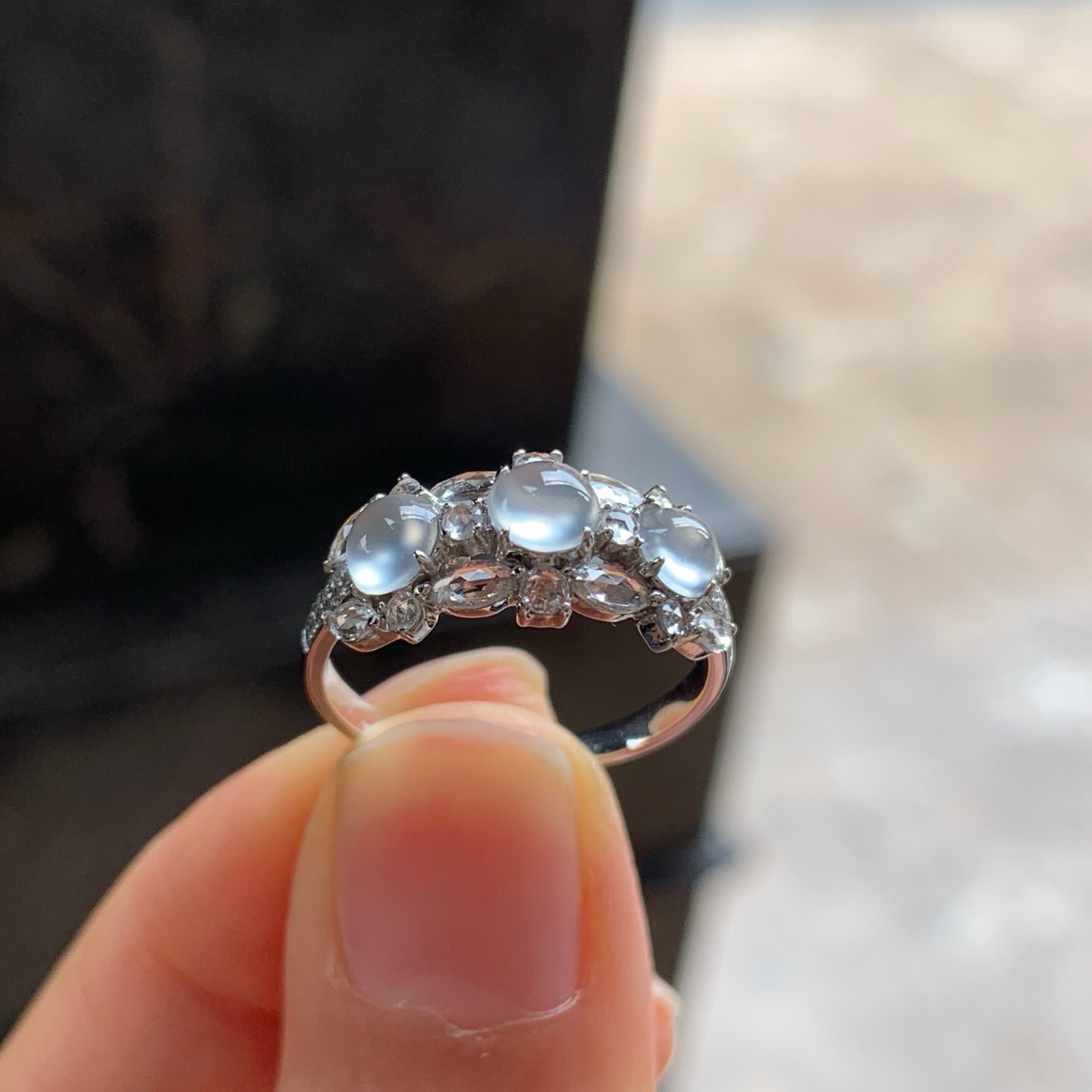 金钻镶嵌冰戒指^_^冰透