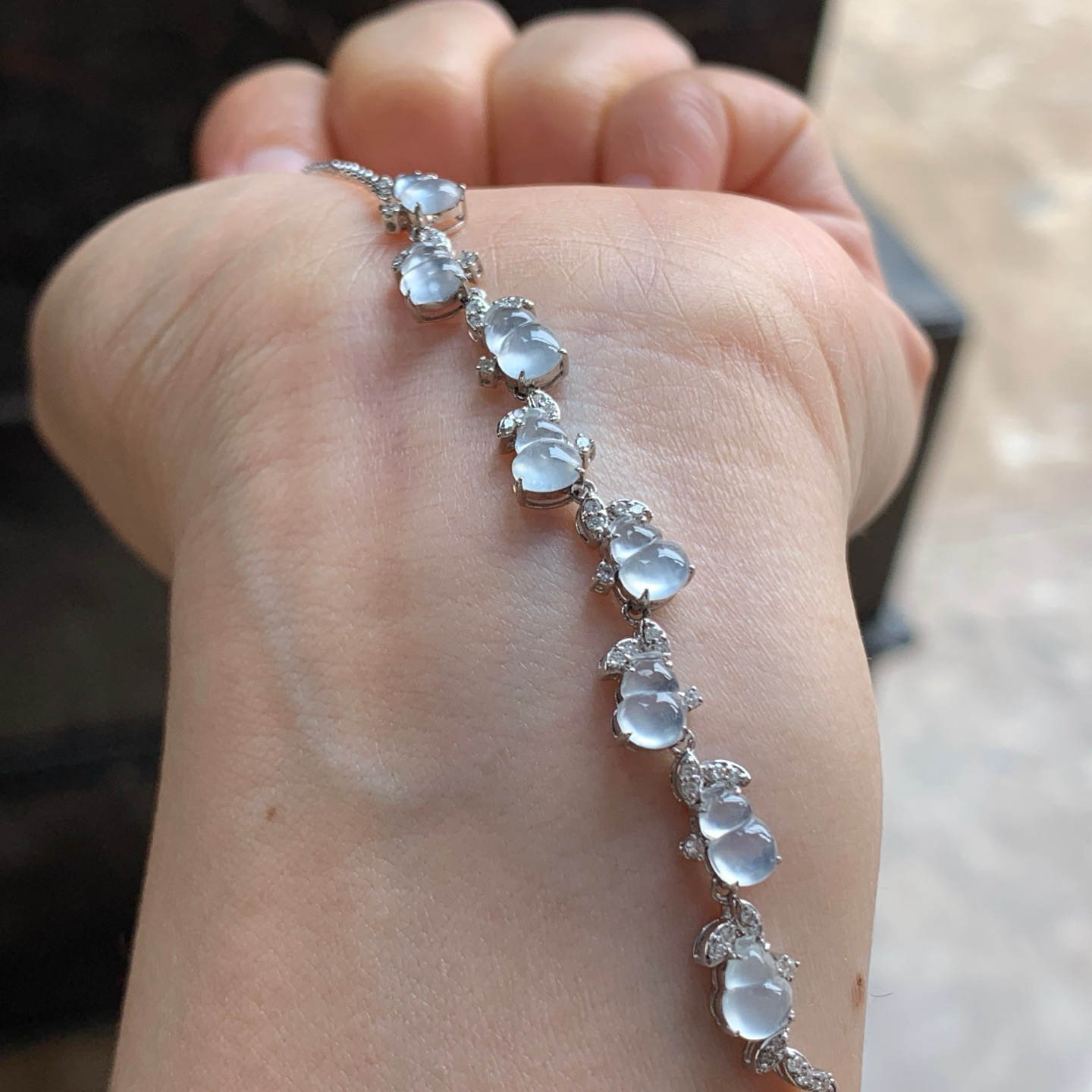 金钻镶嵌冰葫芦手链^_^冰透