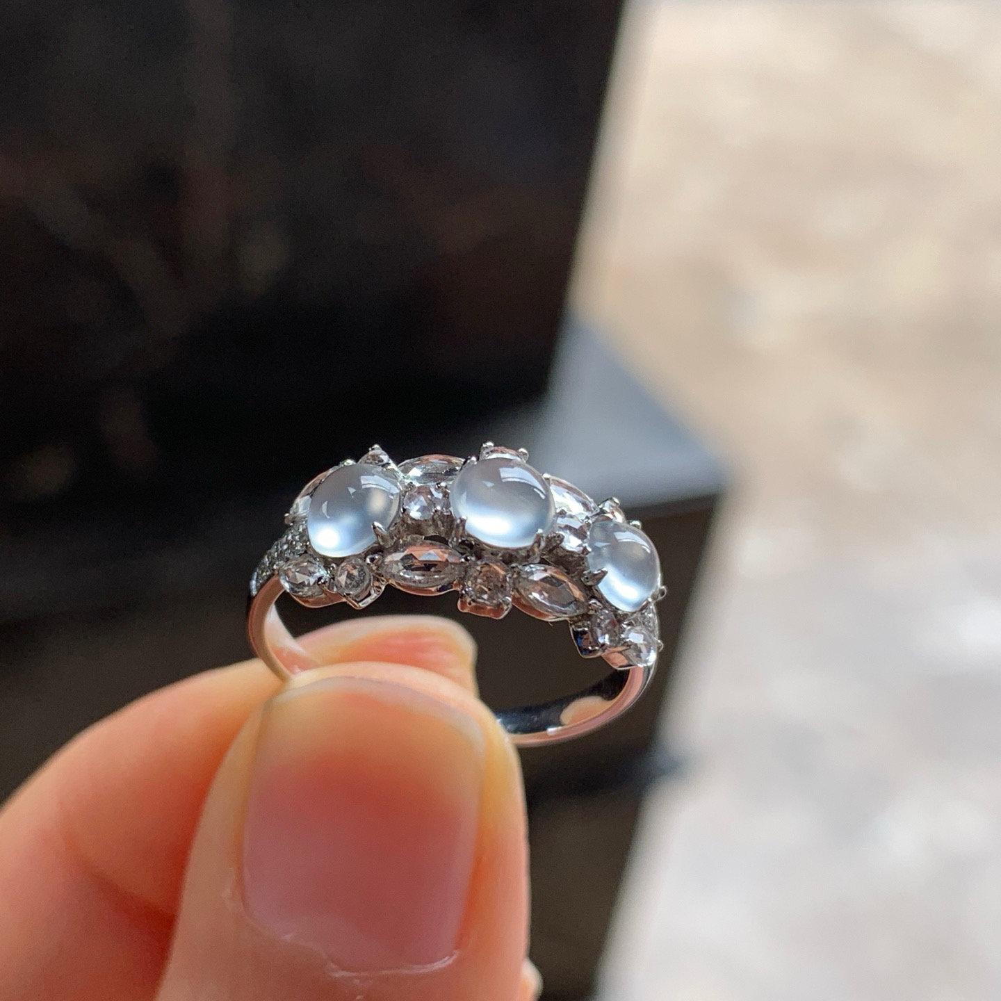 金钻镶嵌冰戒指^_^冰透