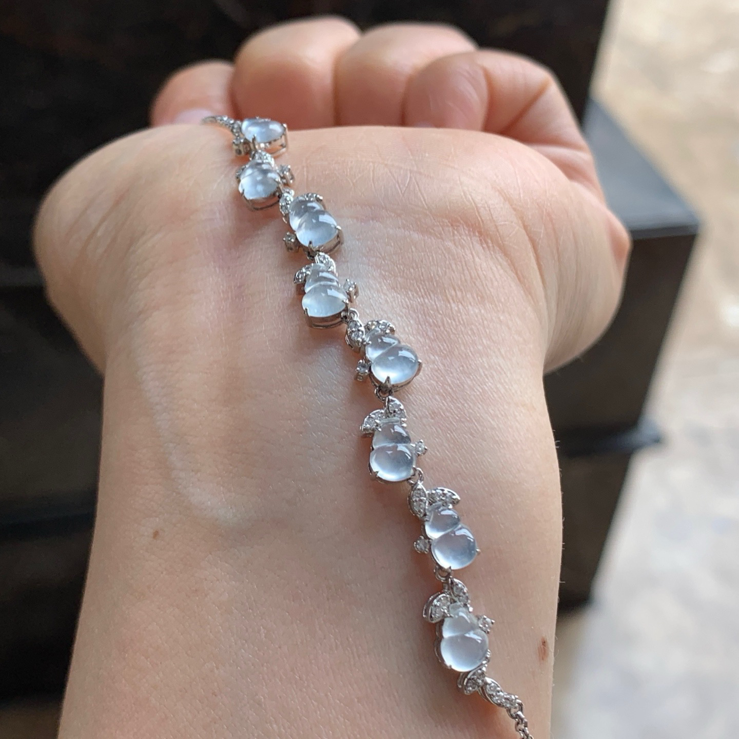 金钻镶嵌冰葫芦手链^_^冰透