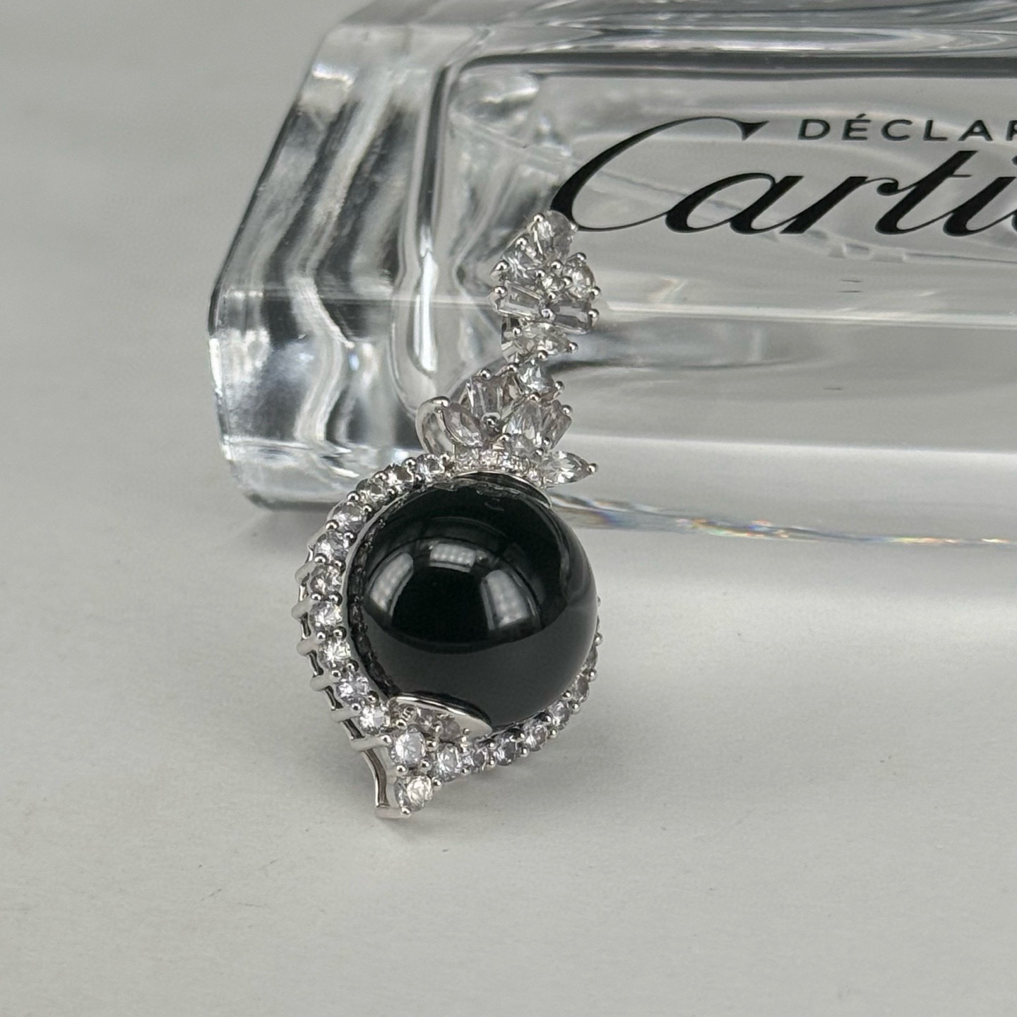 18k墨翠珠子吊坠 种好色正 打灯通透