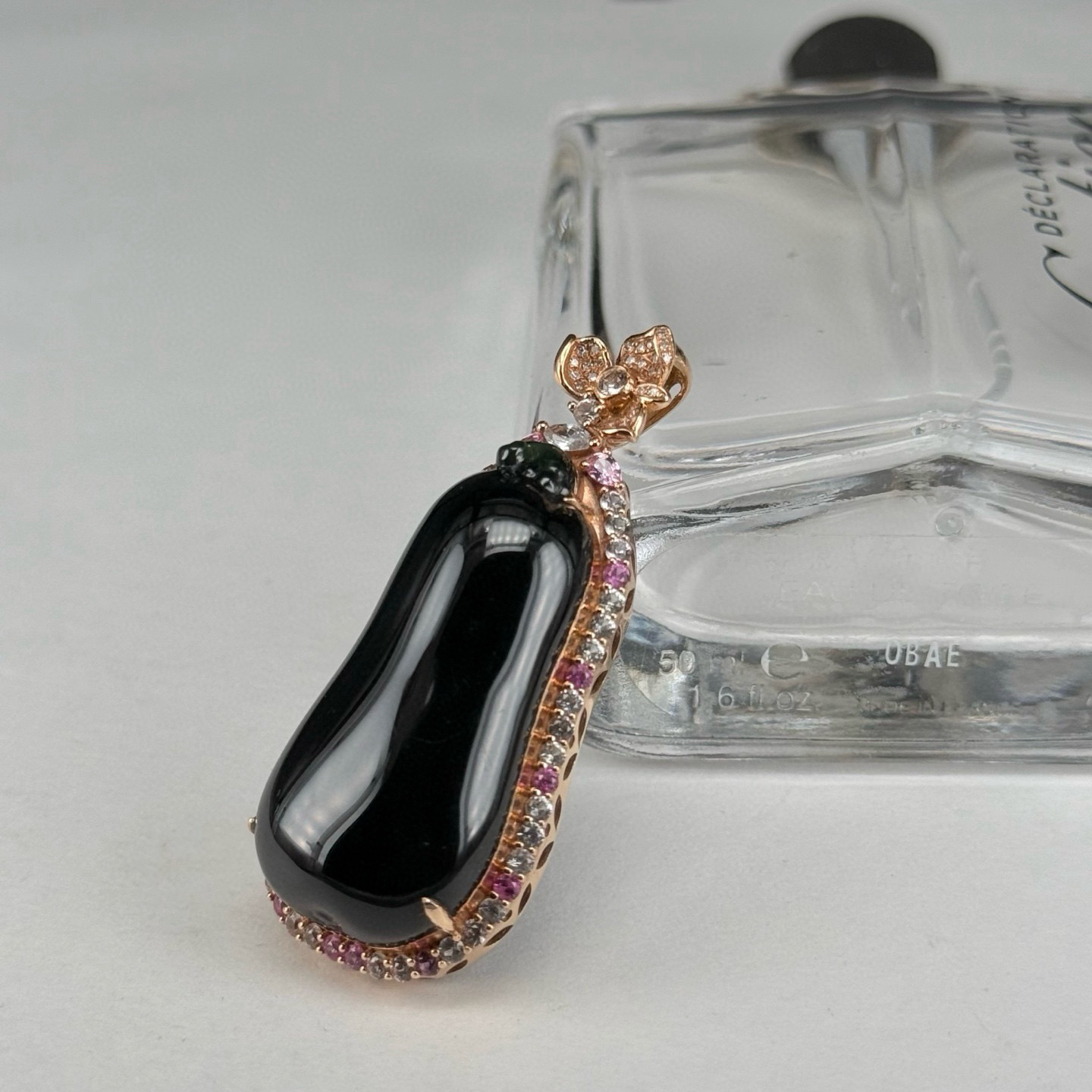 精品18k墨翠福瓜 种好色正 黑度极好 打灯通透 油性十足 尺寸47.5