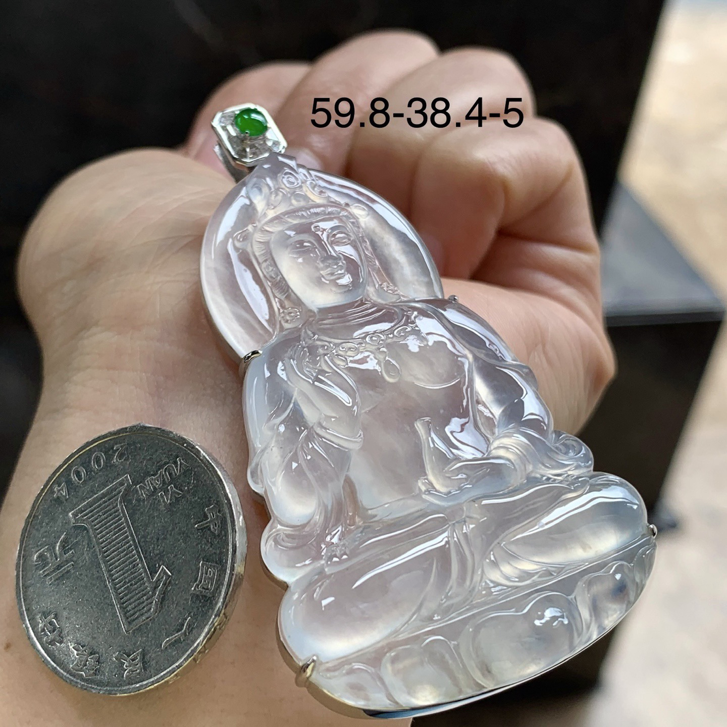 金钻镶嵌冰种观音^_^透亮 尺寸59.8