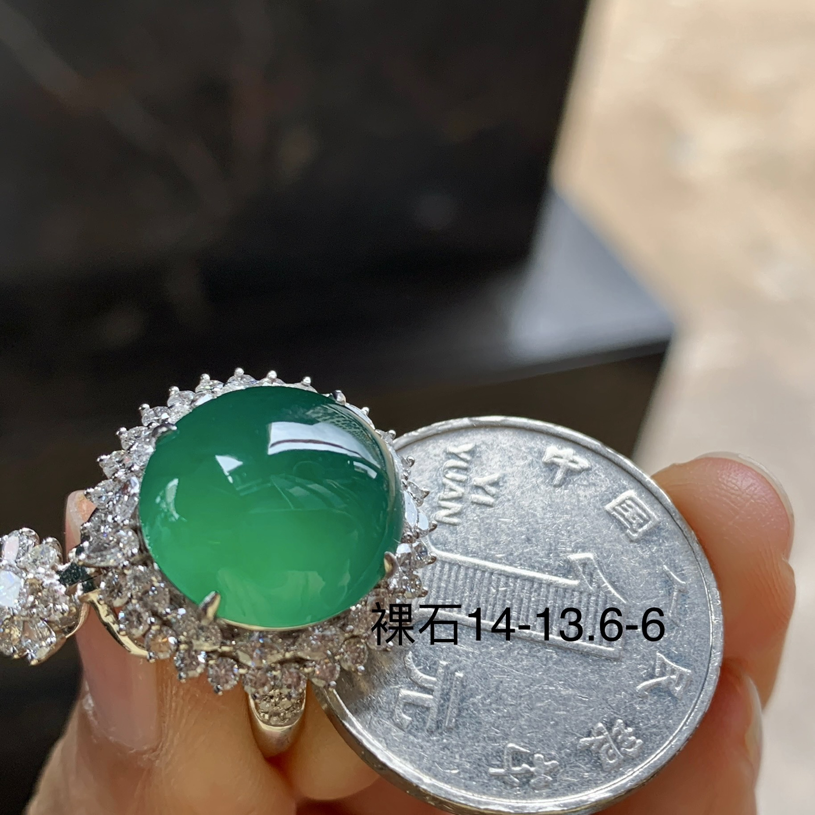 金钻豪华镶嵌冰绿吊坠戒指2用款^_^种色好