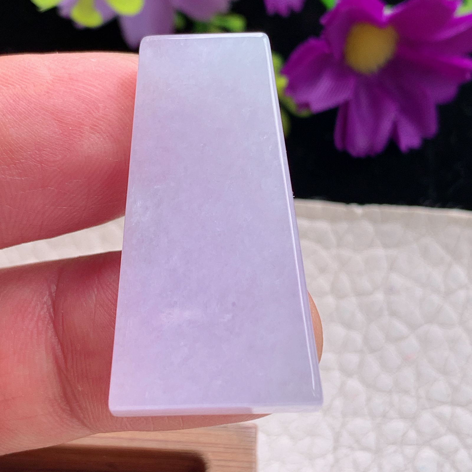 zz3实拍36.3*19.3*6缅甸翡翠淡粉紫平安无事牌吊坠 精美平安玉坠