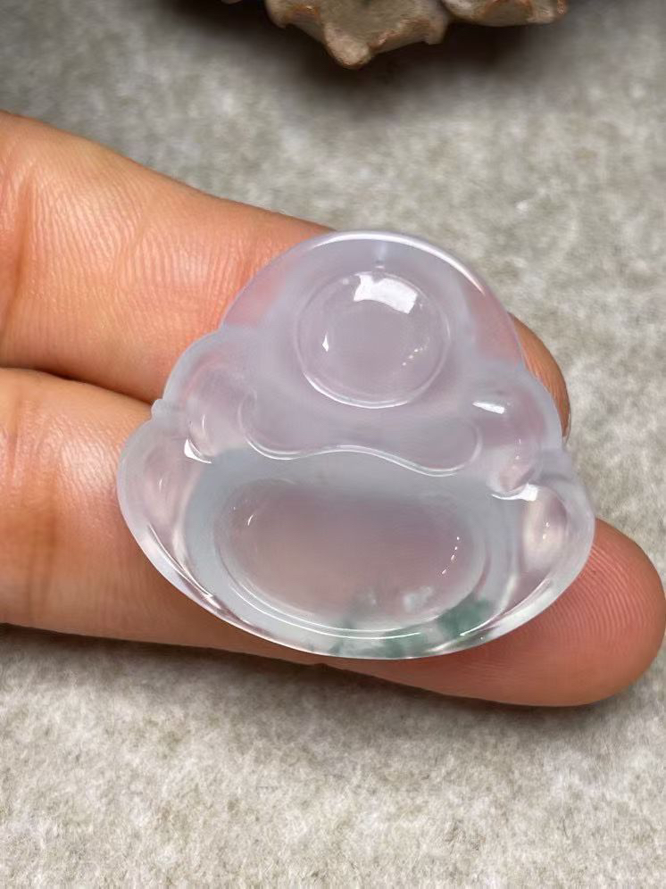 冰种飘花【佛公】吊坠、种水好，玉质细腻 ，卖相好.