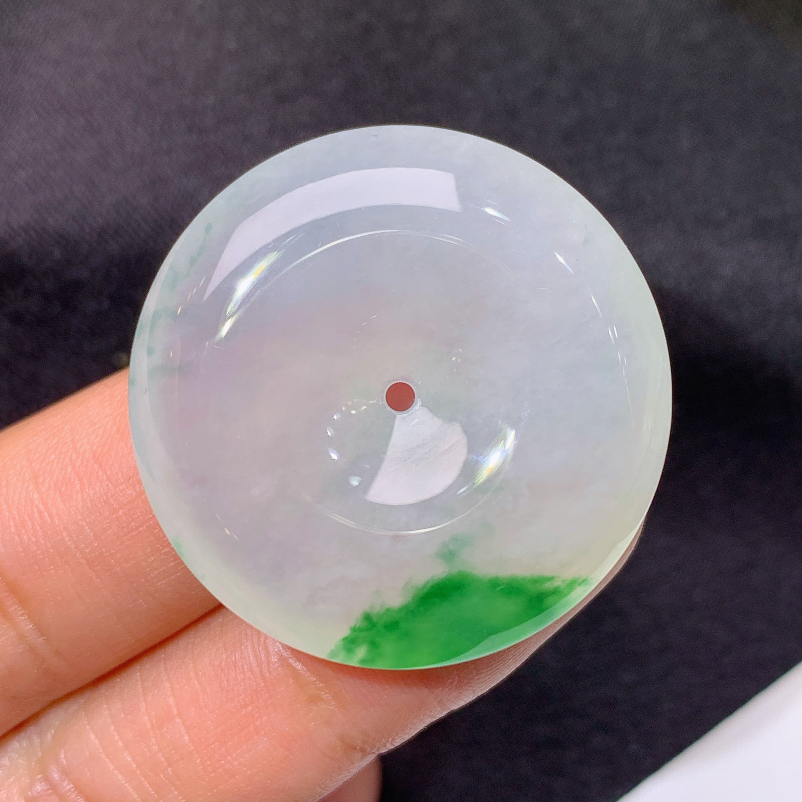 冰飘绿平安扣，玉质细腻，种水足，Xq尺寸30.5*7.7