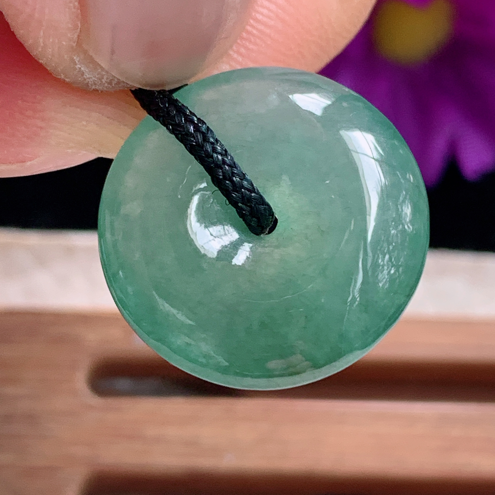 zz3实拍19.3*5.3缅甸翡翠冰种晴水小平安扣吊坠 宝宝小孩平安玉坠