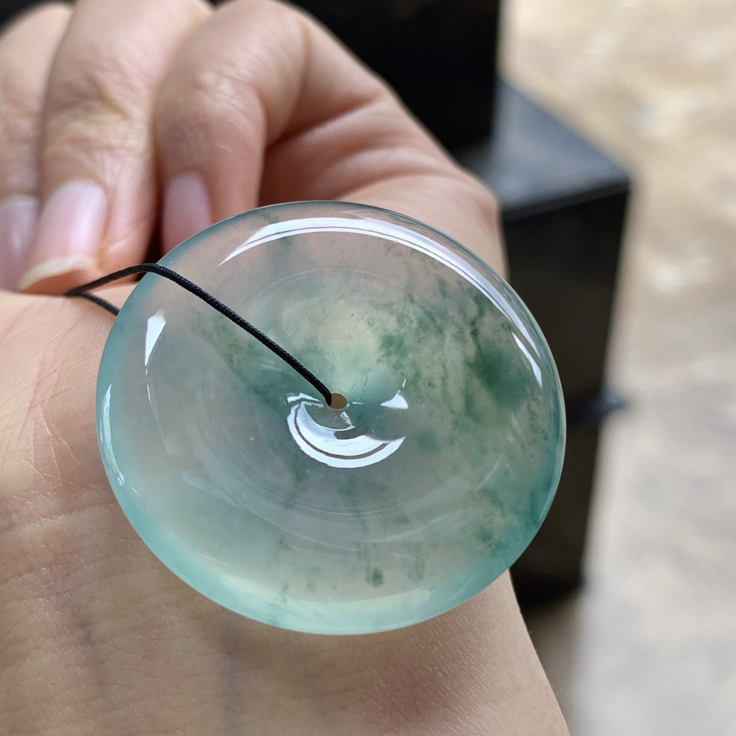 冰蓝花平安扣^_^透亮 尺寸34.2