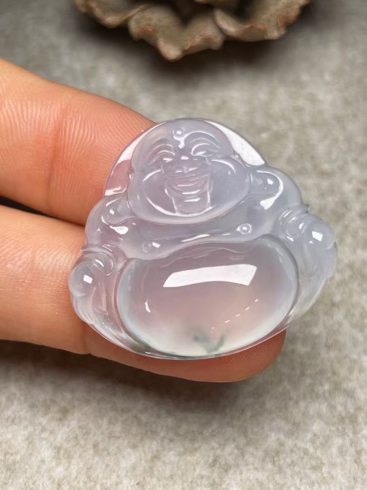 冰种飘花【佛公】吊坠、种水好，玉质细腻 ，卖相好.