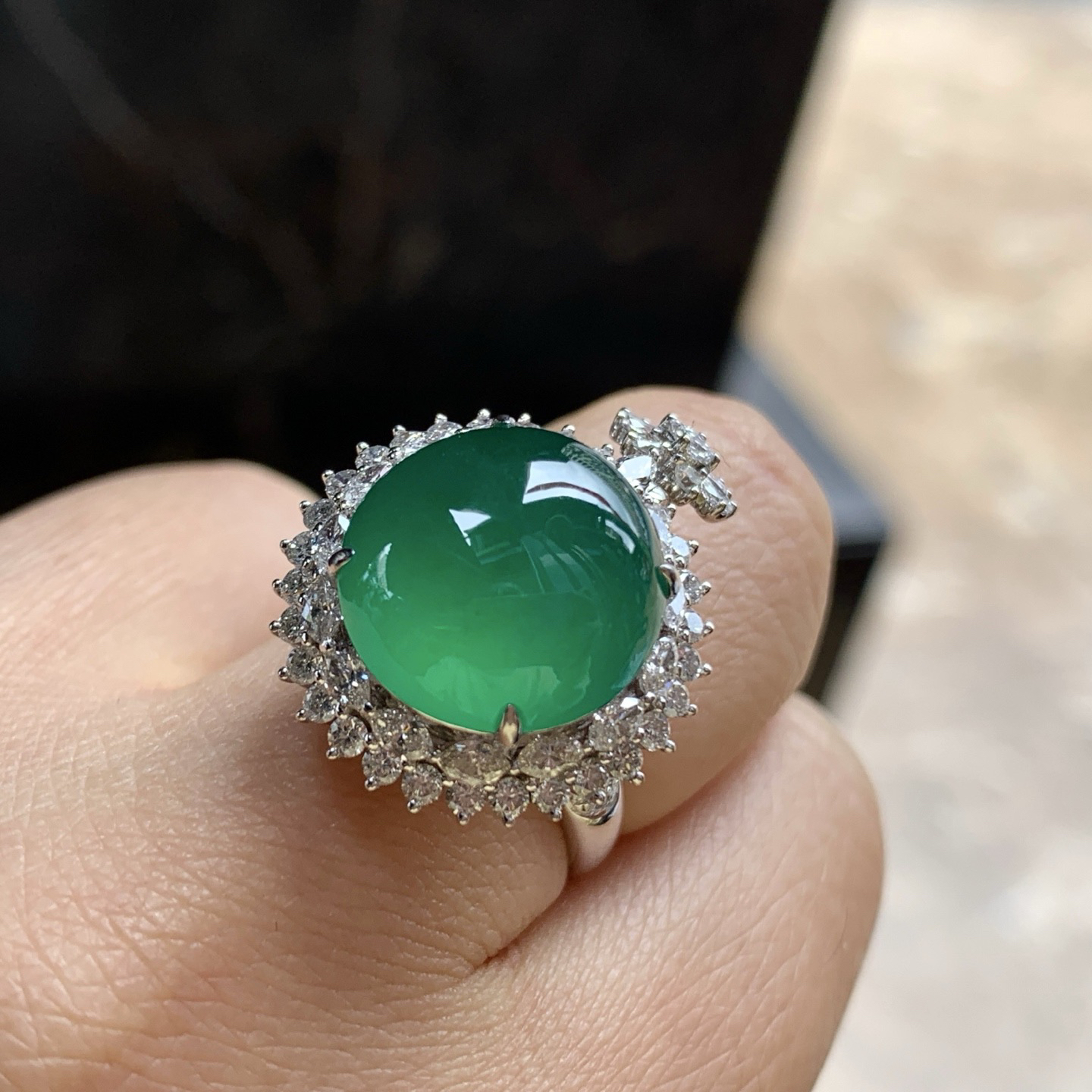 金钻豪华镶嵌冰绿吊坠戒指2用款^_^种色好