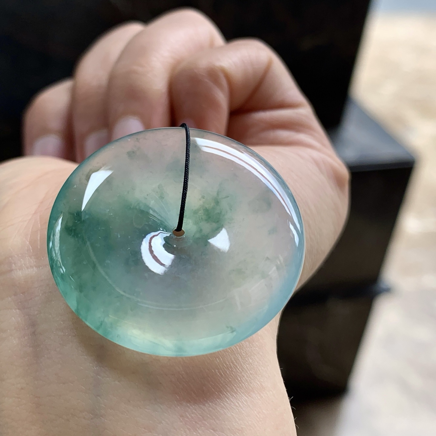 冰蓝花平安扣^_^透亮 尺寸34.2