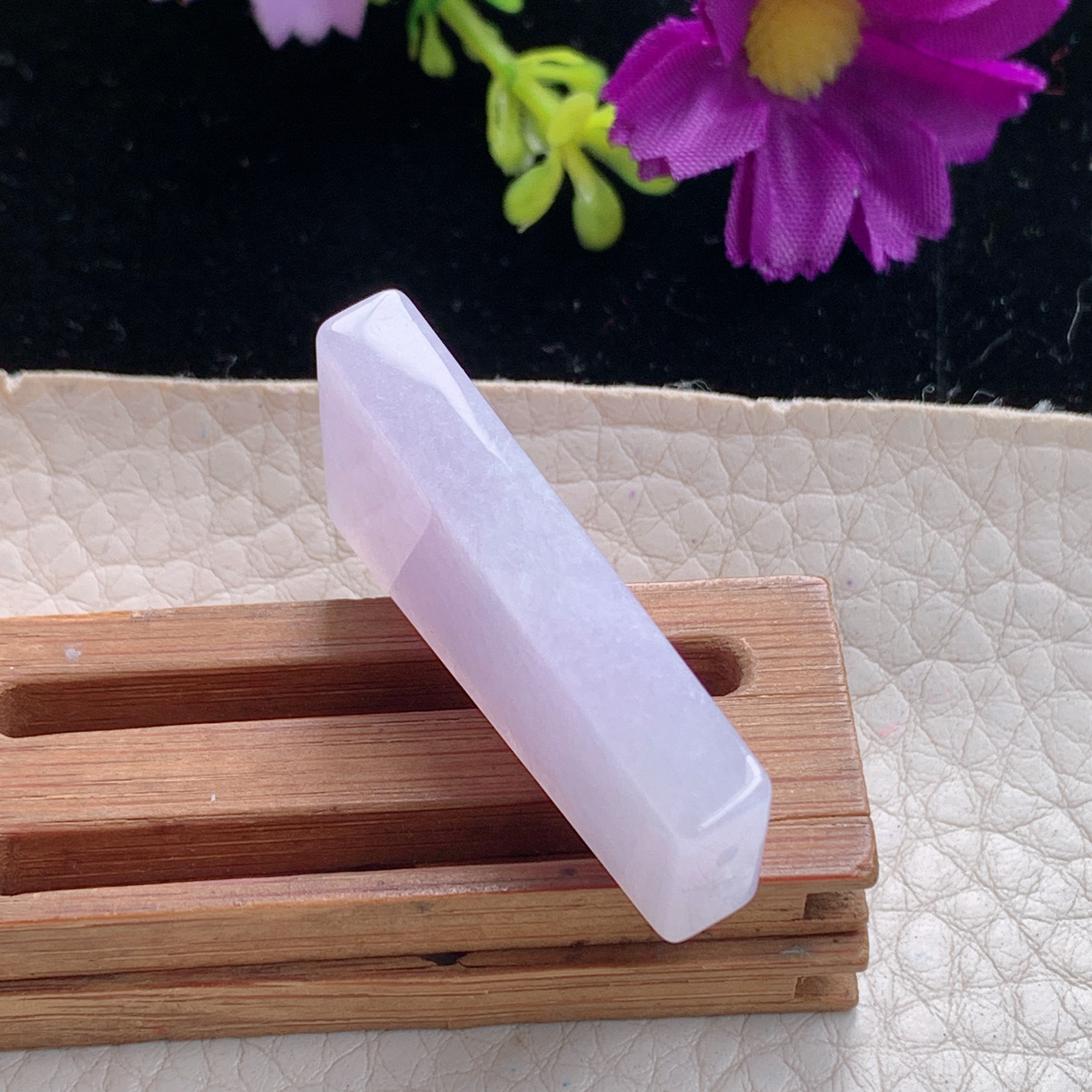 zz3实拍36.3*19.3*6缅甸翡翠淡粉紫平安无事牌吊坠 精美平安玉坠