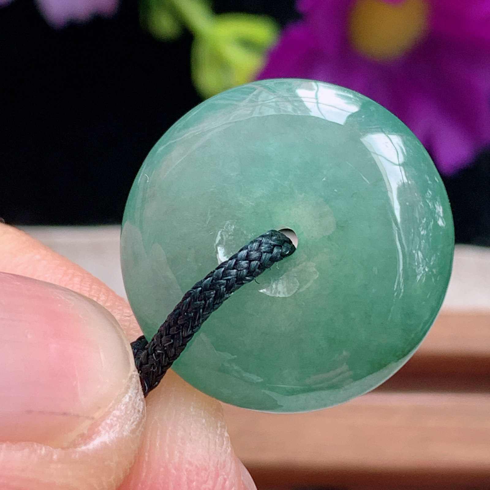 zz3实拍19.3*5.3缅甸翡翠冰种晴水小平安扣吊坠 宝宝小孩平安玉坠