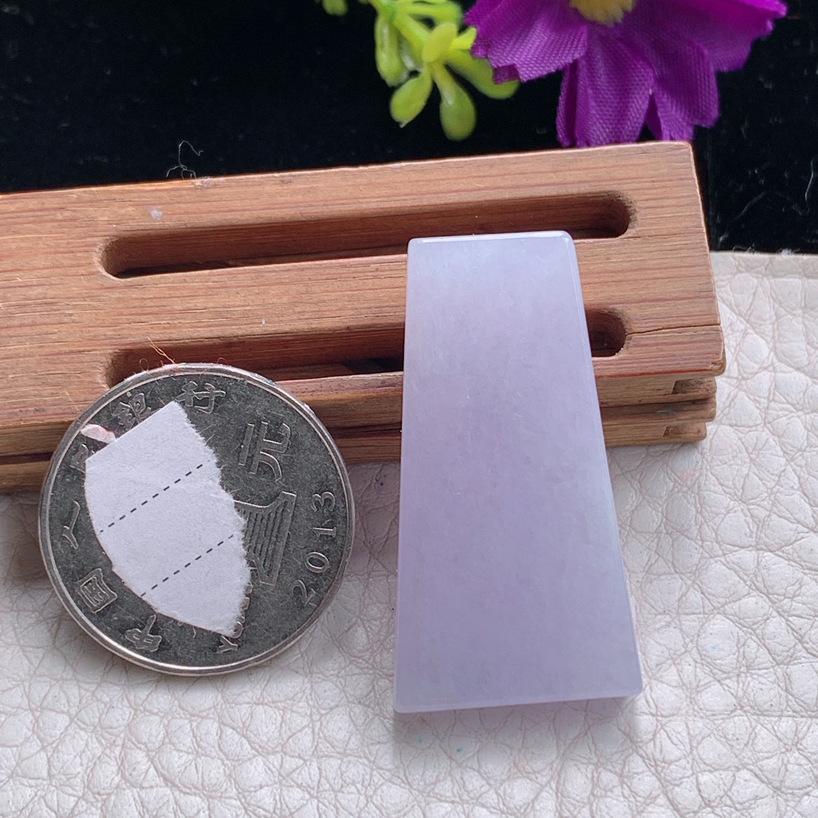 zz3实拍36.3*19.3*6缅甸翡翠淡粉紫平安无事牌吊坠 精美平安玉坠