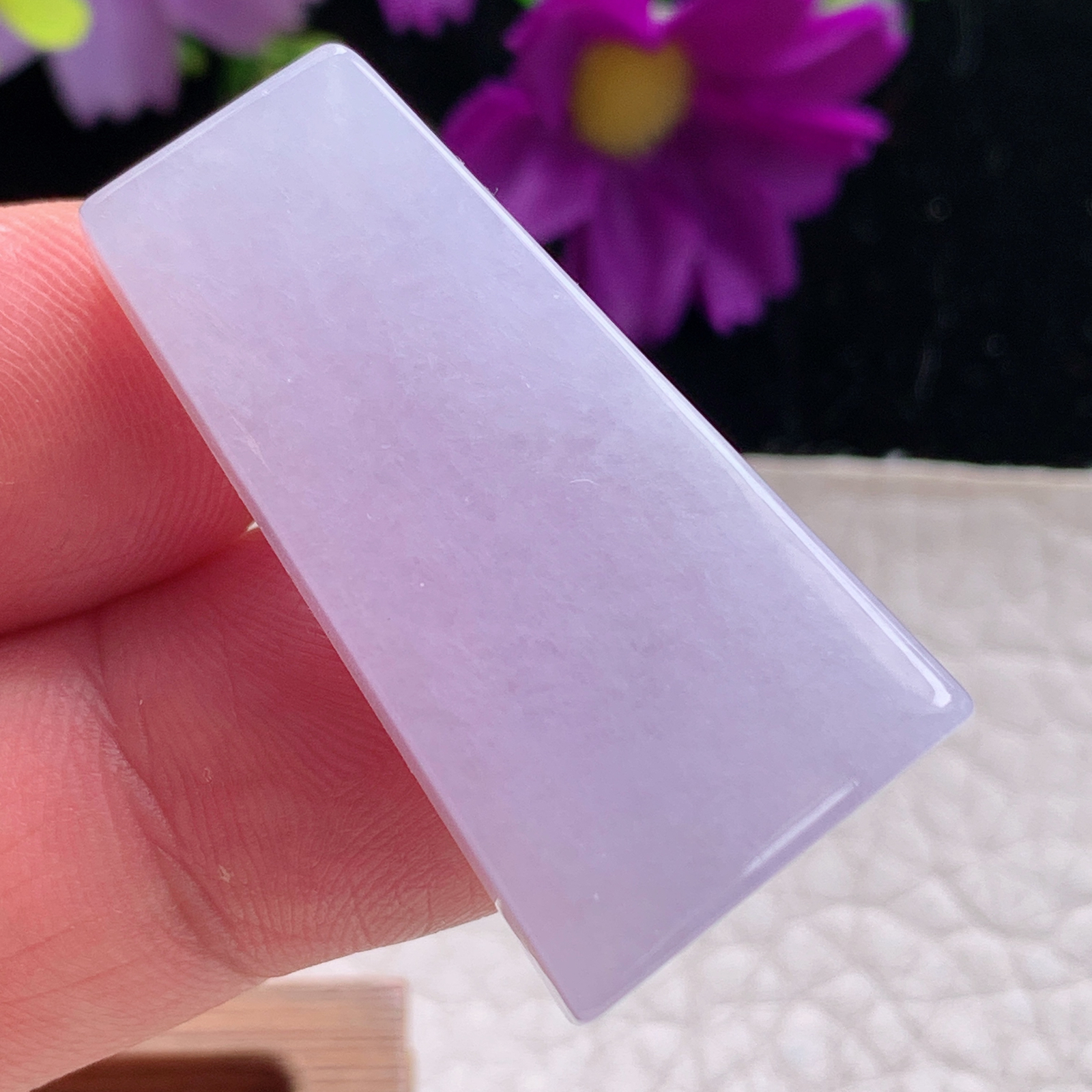 zz3实拍36.3*19.3*6缅甸翡翠淡粉紫平安无事牌吊坠 精美平安玉坠