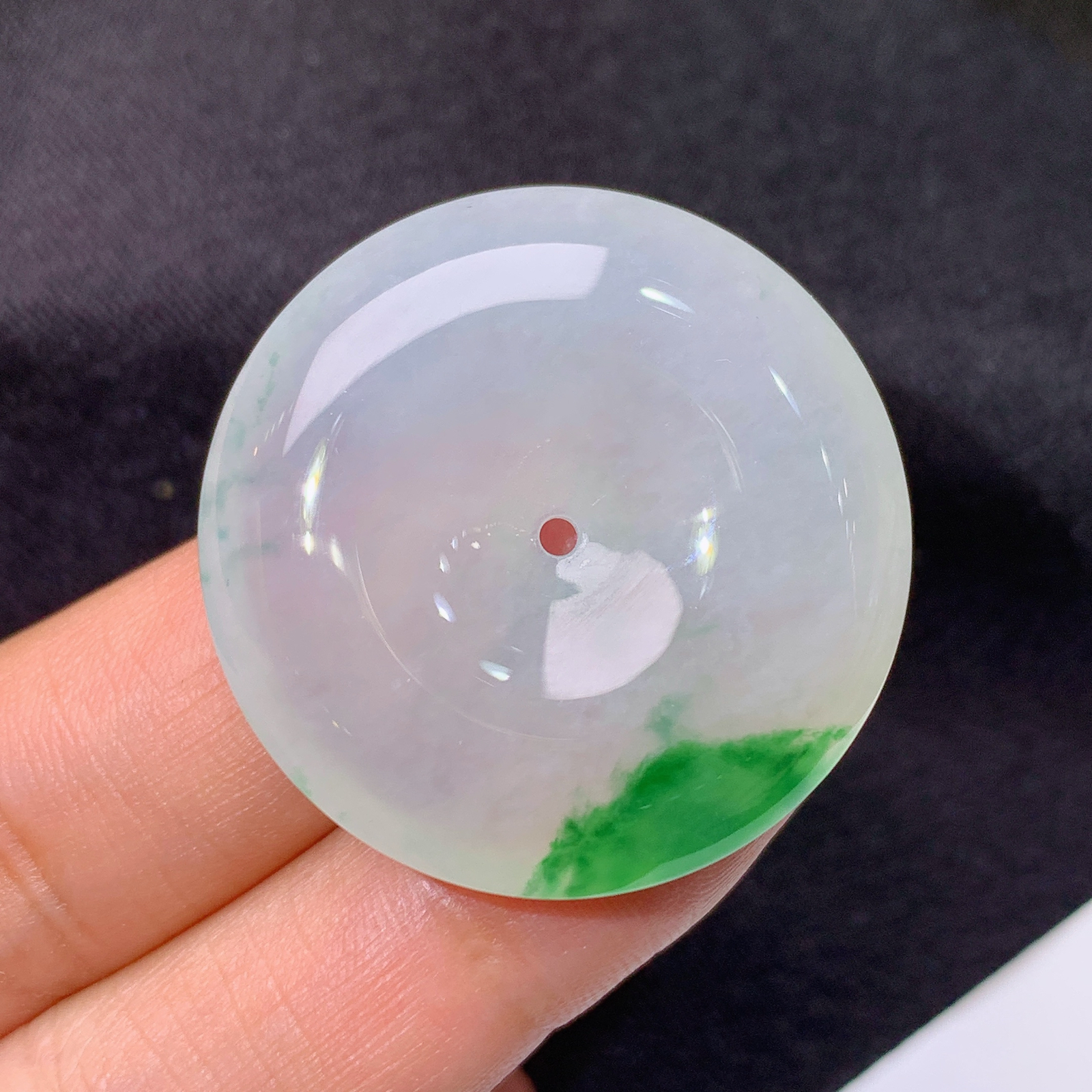 冰飘绿平安扣，玉质细腻，种水足，Xq尺寸30.5*7.7