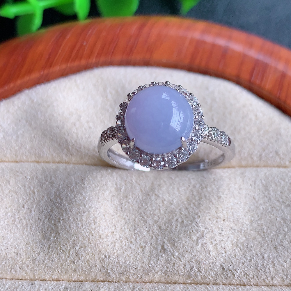 冰润紫罗兰精美环形翡翠戒指  玉质细腻  冰清玉润  飘花灵动  颜色漂亮  W815.21  内径