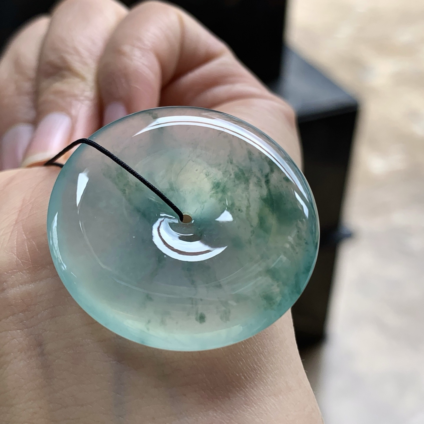 冰蓝花平安扣^_^透亮 尺寸34.2